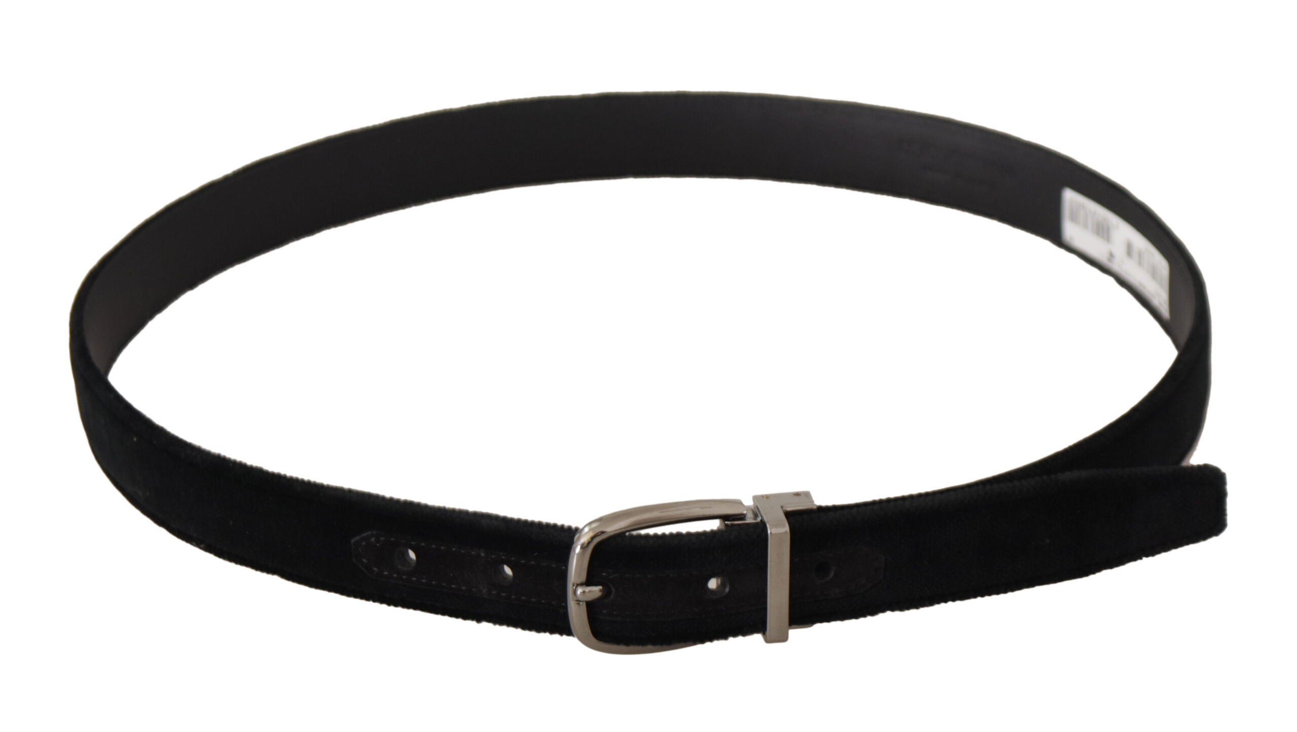 Dolce & Gabbana Black Classic Velvet Silver Tone Metal Buckle Belt - Image 3