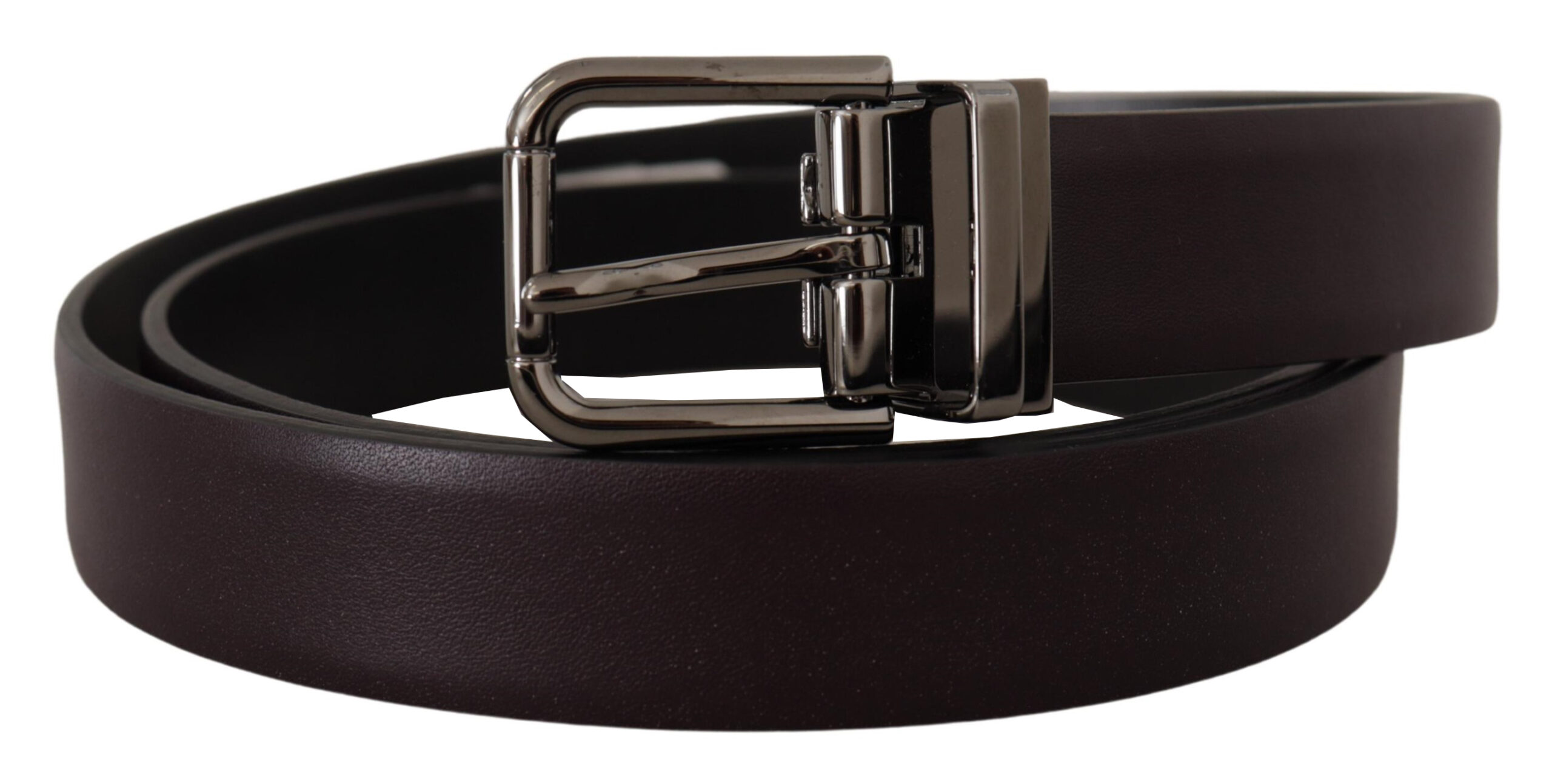 Dolce & Gabbana Dark Purple Leather Box Borchia Metal Buckle Belt - Image 2