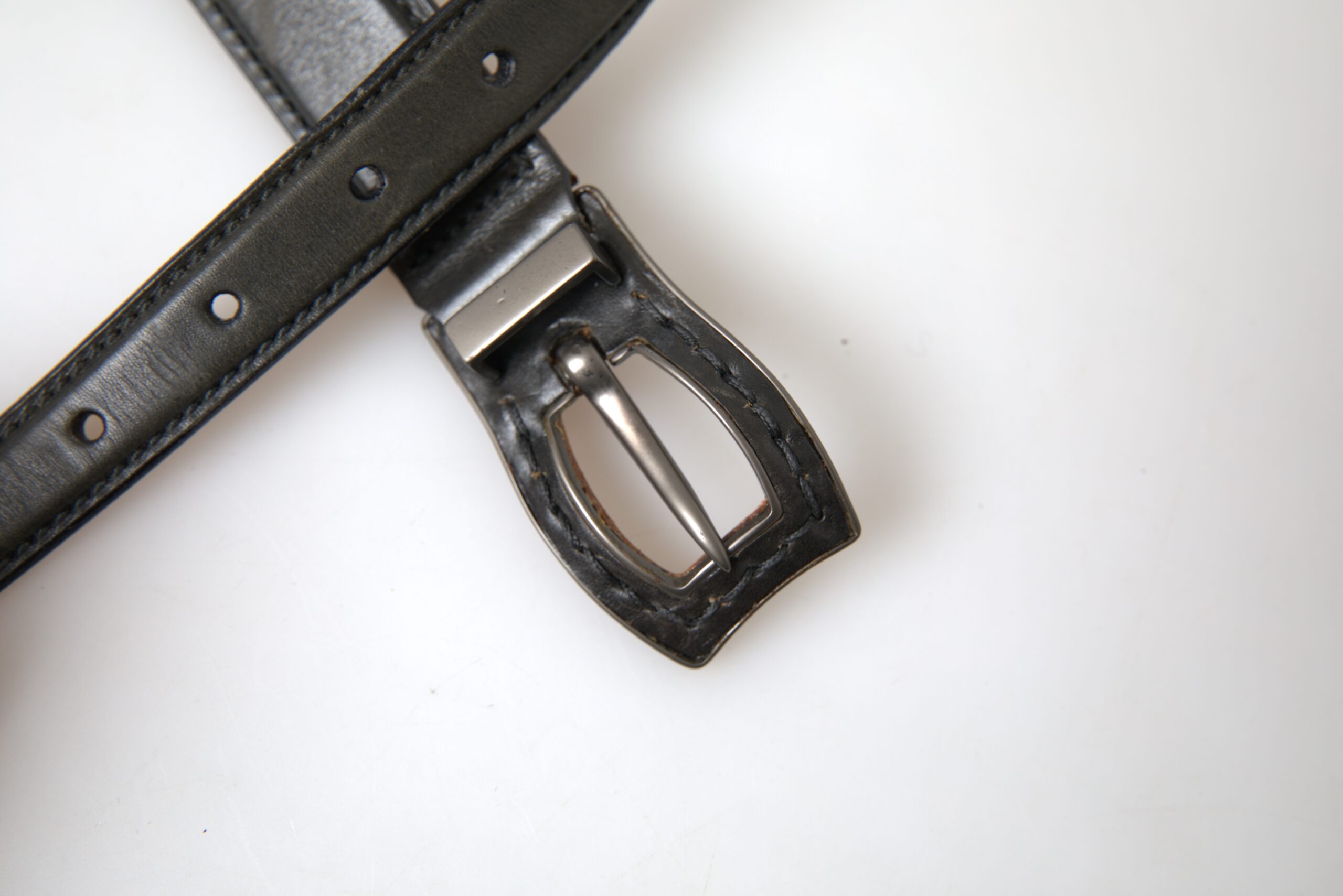 Ermanno Scervino Black Leather Metal Buckle Cintura Belt - Image 3