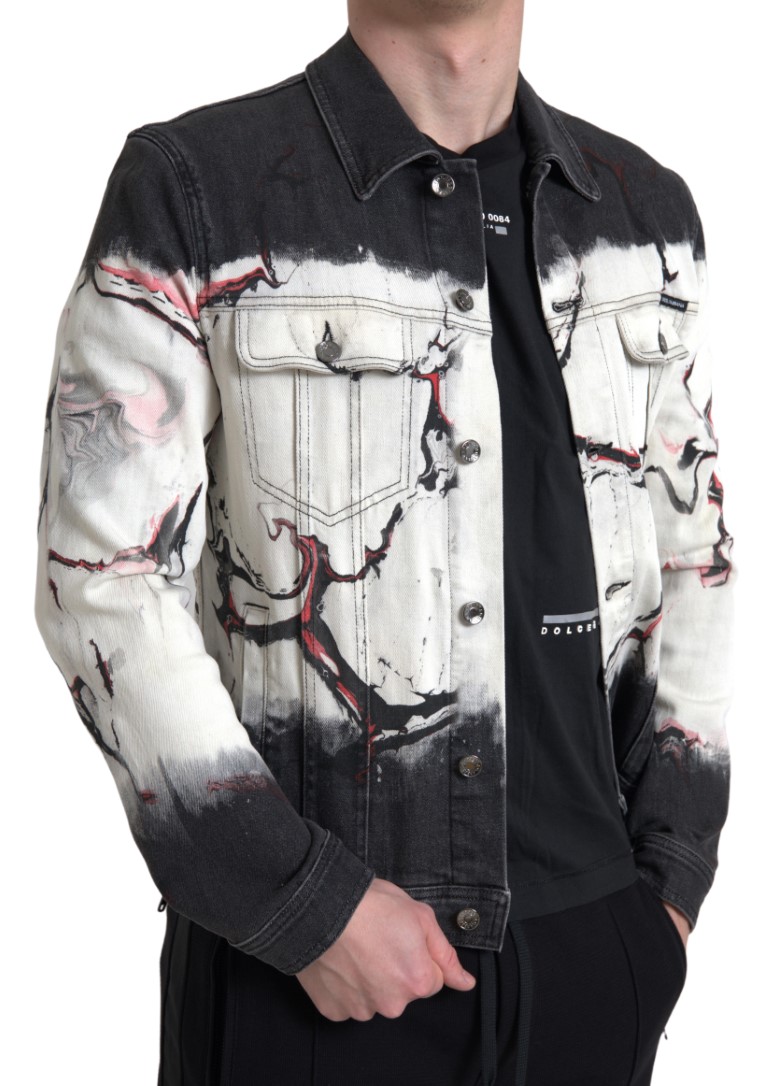 Dolce & Gabbana Multicolor Cotton Collared Denim Jacket - Image 2