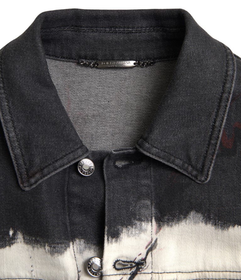Dolce & Gabbana Multicolor Cotton Collared Denim Jacket - Image 3