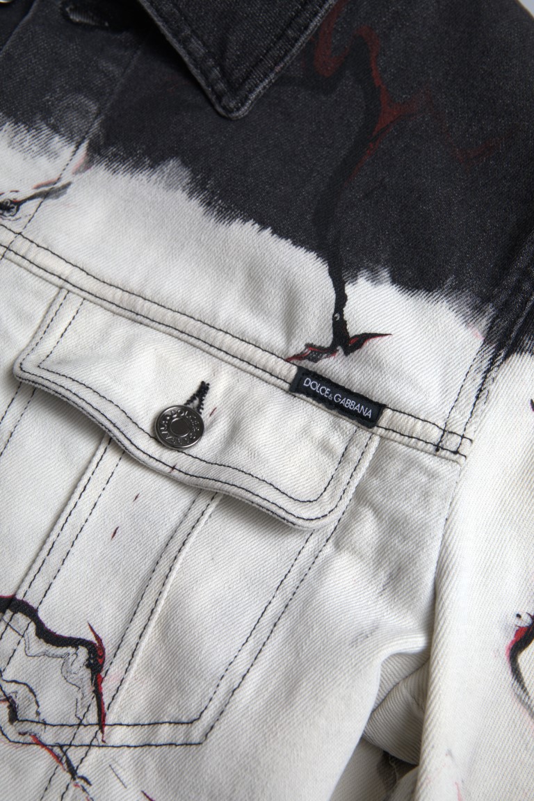 Dolce & Gabbana Multicolor Cotton Collared Denim Jacket - Image 4