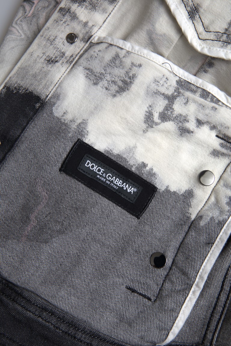 Dolce & Gabbana Multicolor Cotton Collared Denim Jacket - Image 5