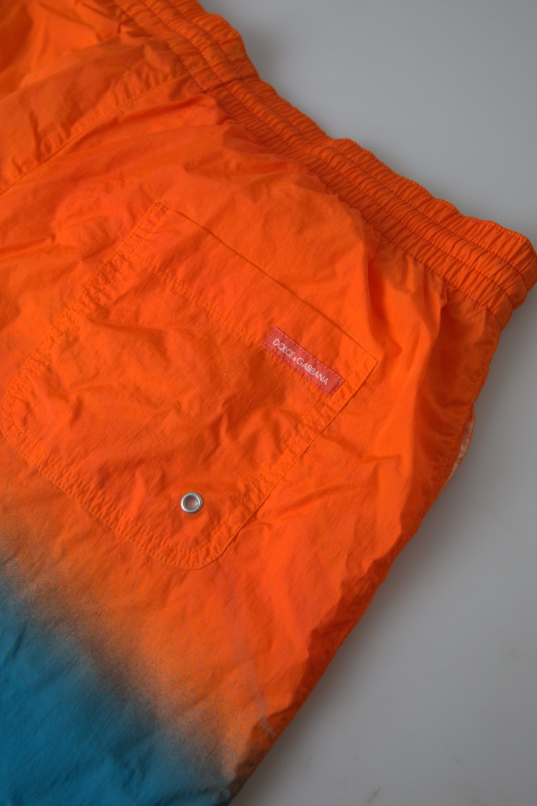 Dolce & Gabbana Orange Blue Gradient Beachwear Swimwear Shorts - Image 2