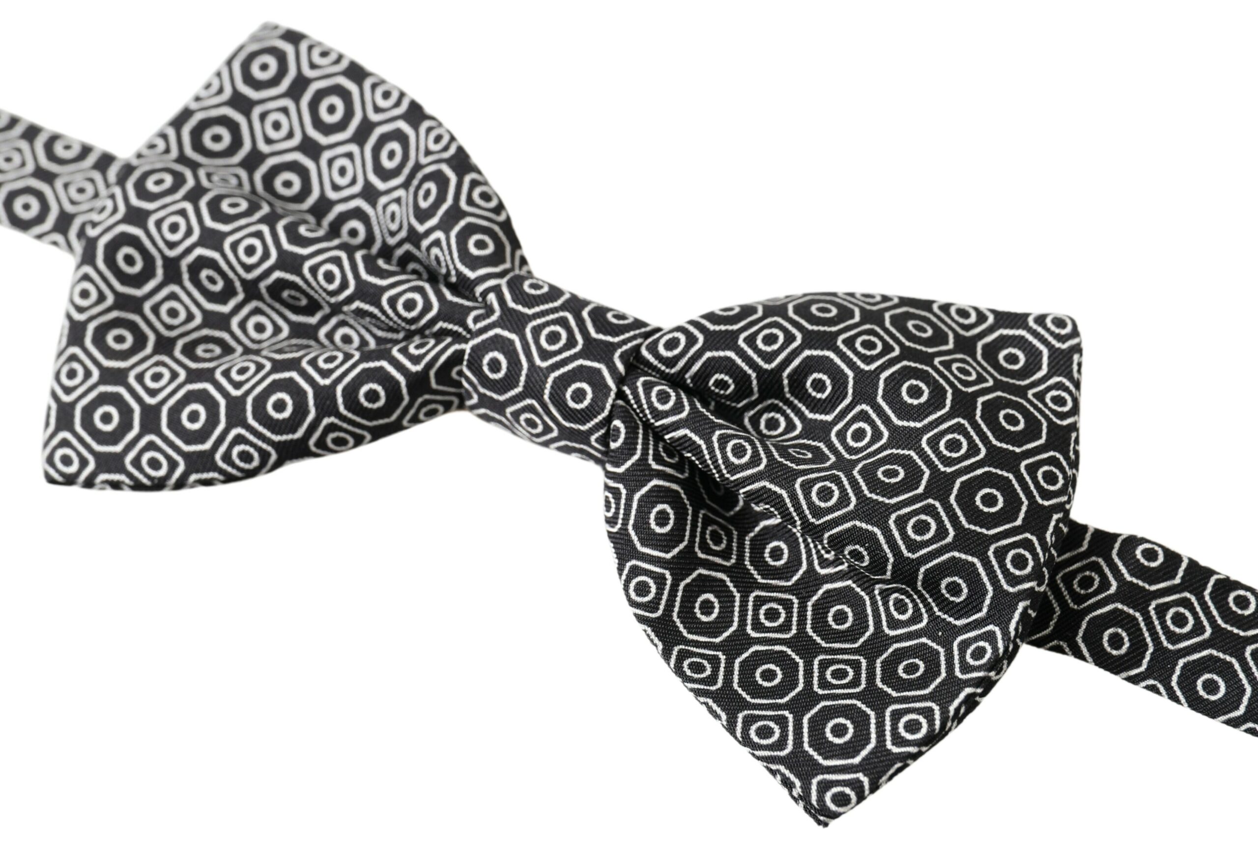 Dolce & Gabbana Black White Pattern Adjustable Neck Papillon Bow Tie - Image 2