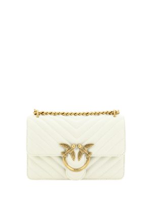 PINKO White Leather Love One Mini Shoulder Bag