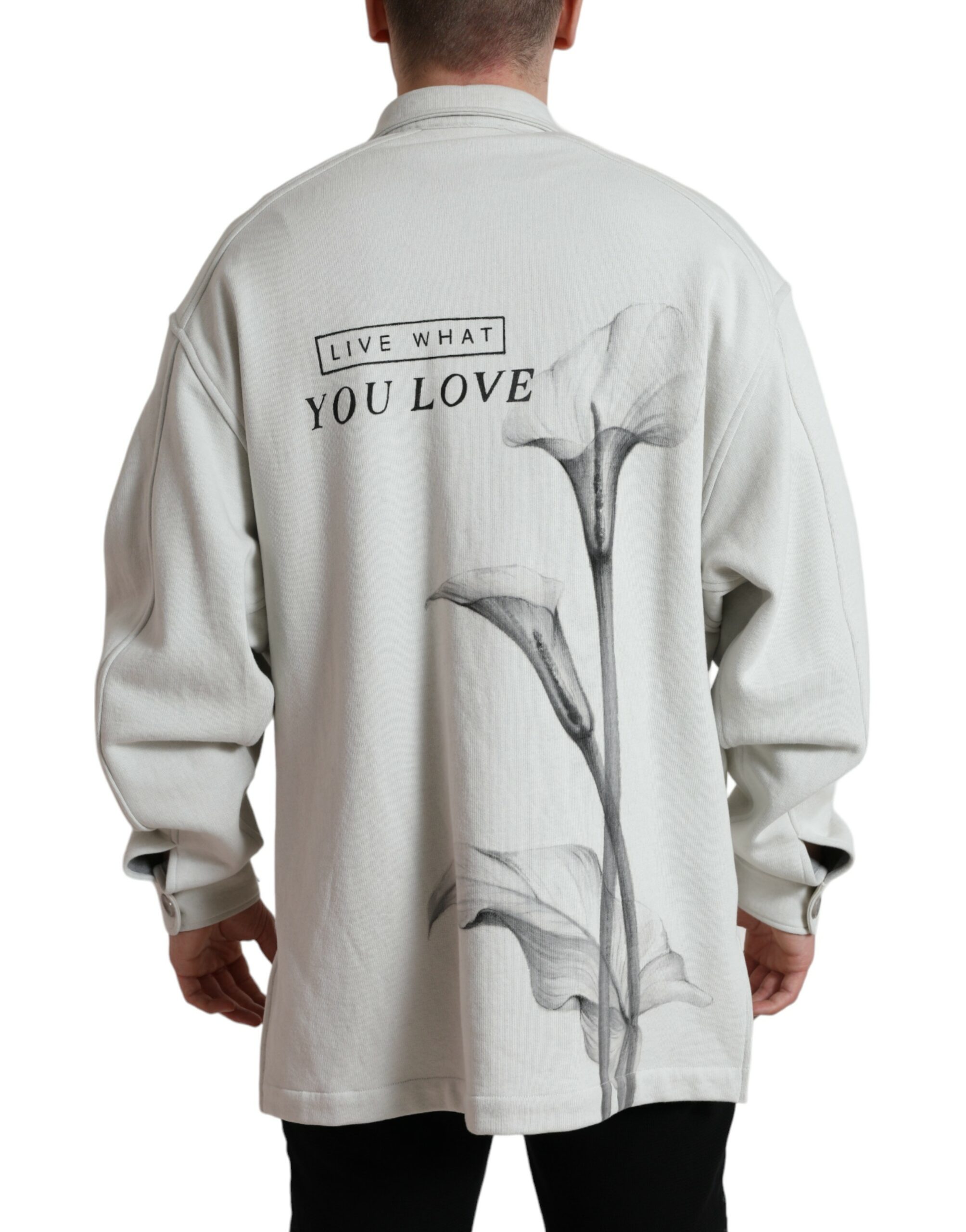 Dolce & Gabbana Grey Cotton Button Down Collared Coat Jacket - Image 3