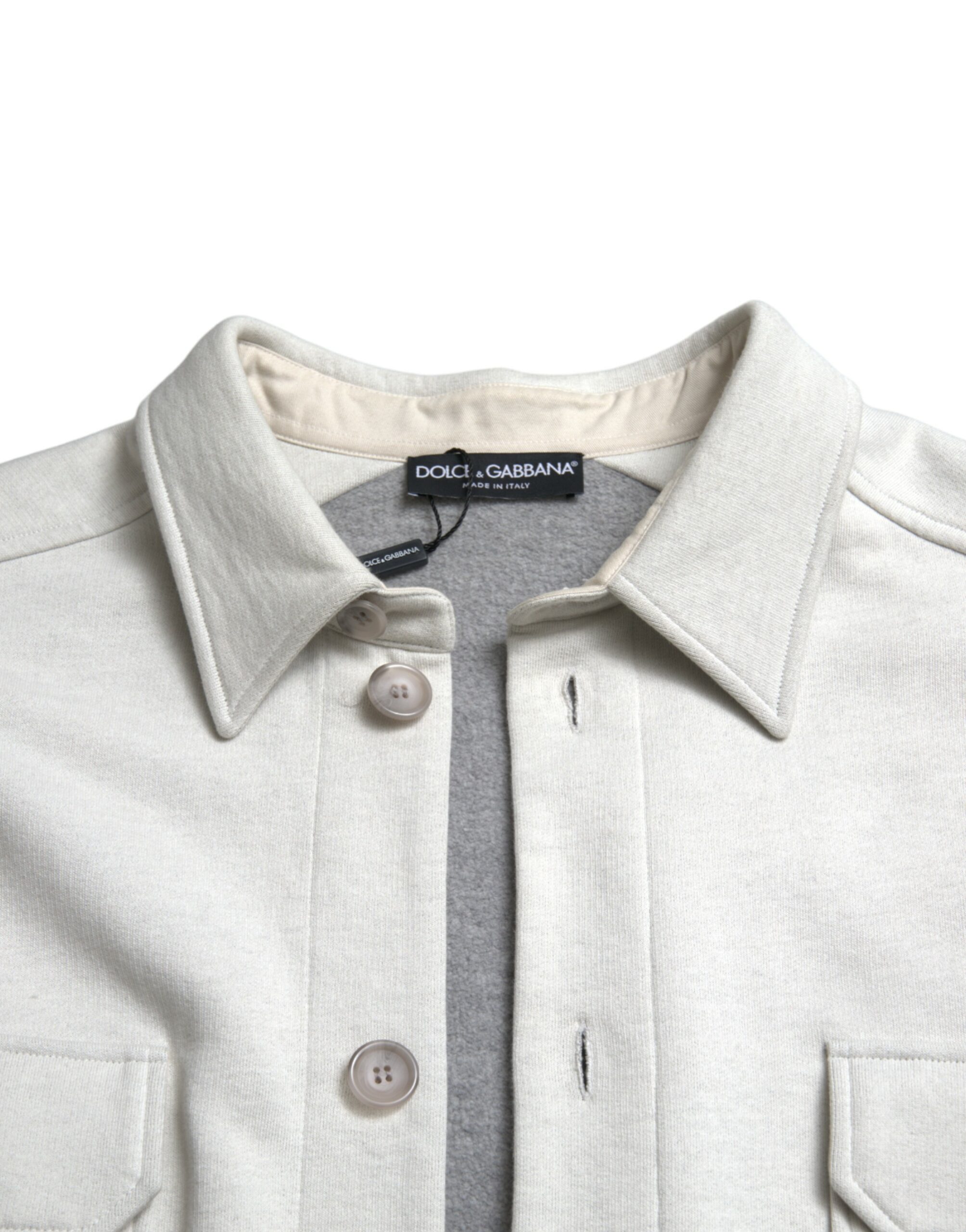 Dolce & Gabbana Grey Cotton Button Down Collared Coat Jacket - Image 7