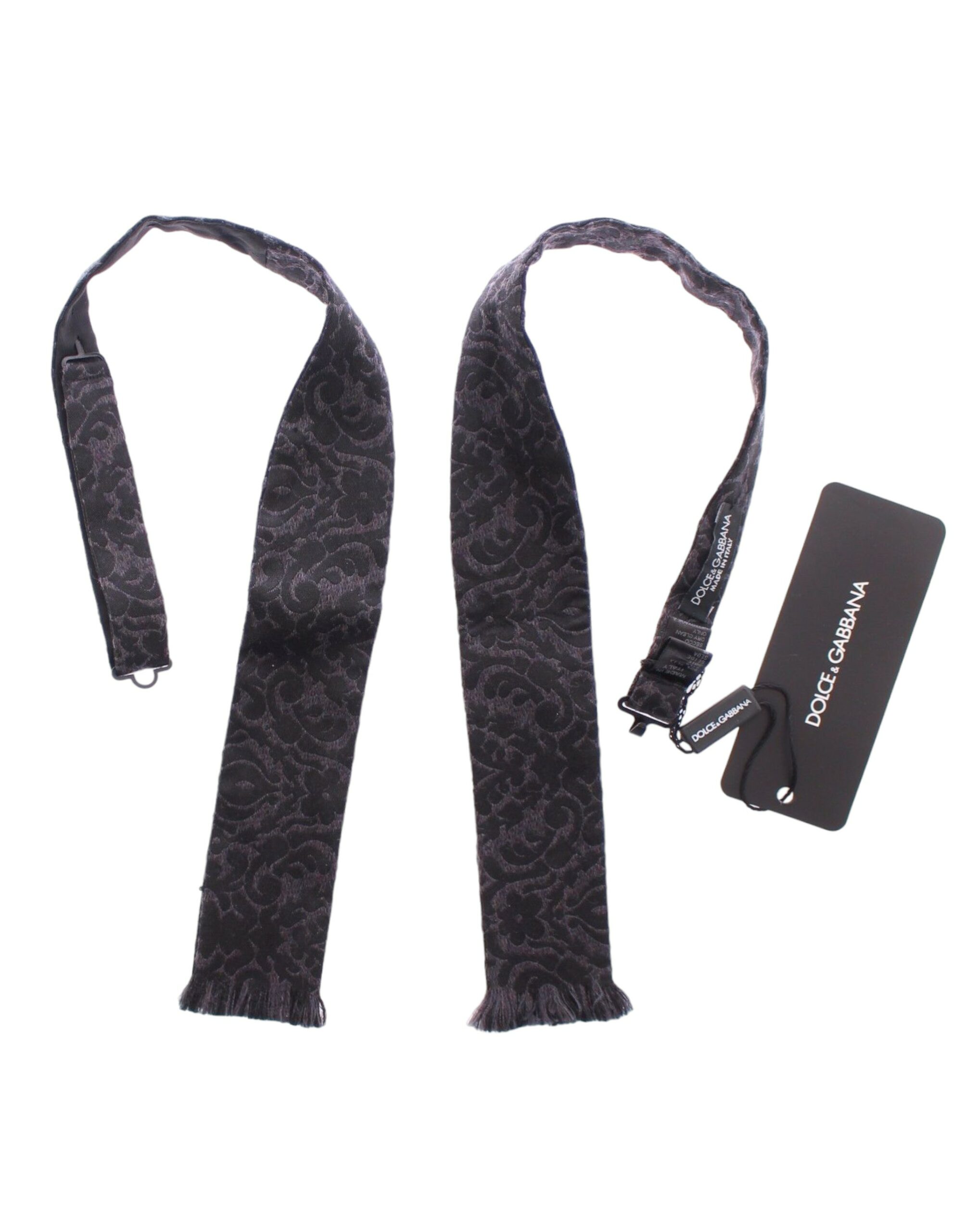 Dolce & Gabbana Gray Black Wool Bow Tie - Image 7
