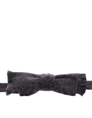 Dolce & Gabbana Gray Black Wool Silk Bow Tie