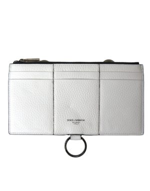 Dolce & Gabbana White Calfskin Leather Large Crossbody Card Holder Wallet