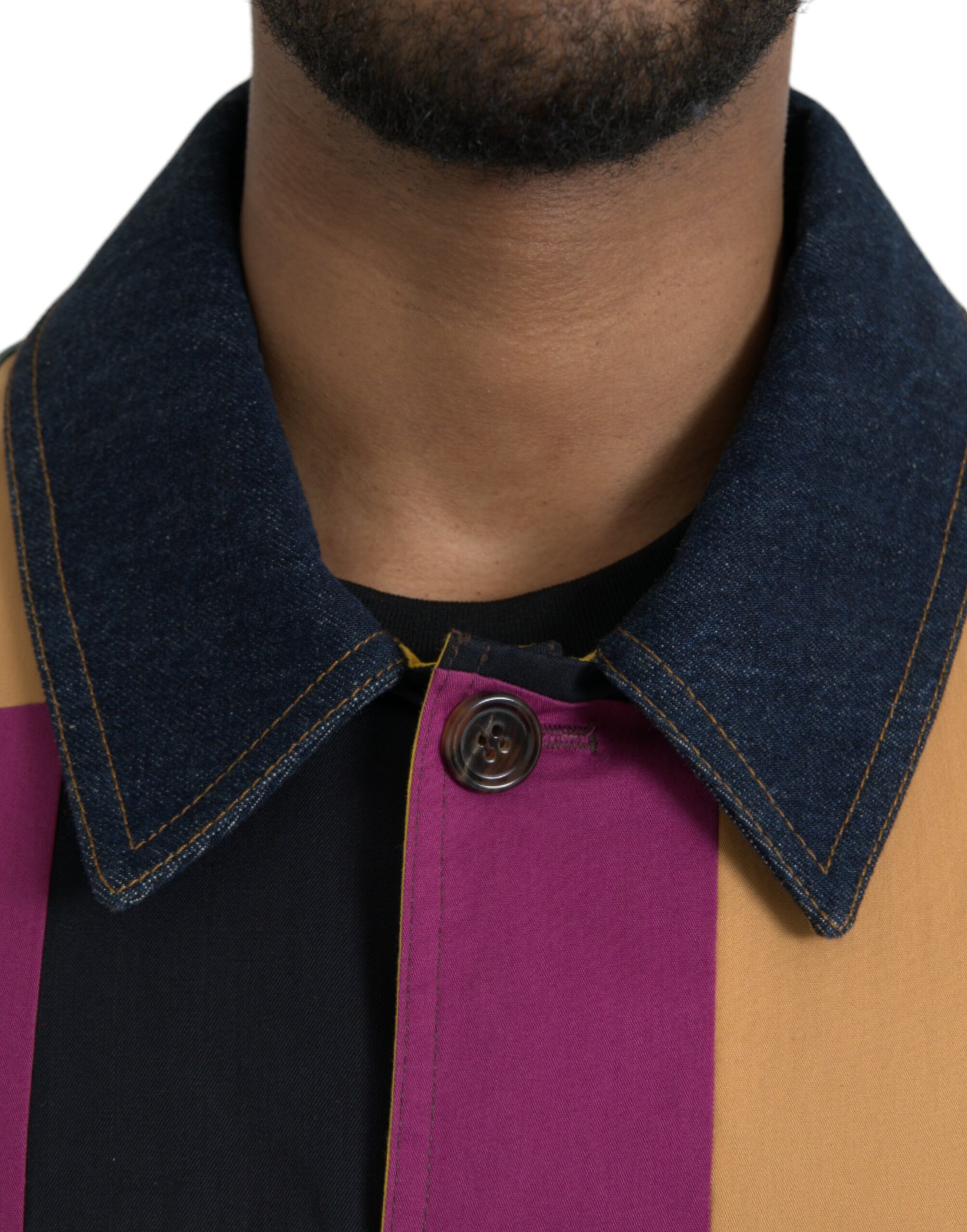 Dolce & Gabbana Multicolor Patchwork Cotton Collared Jacket - Image 4
