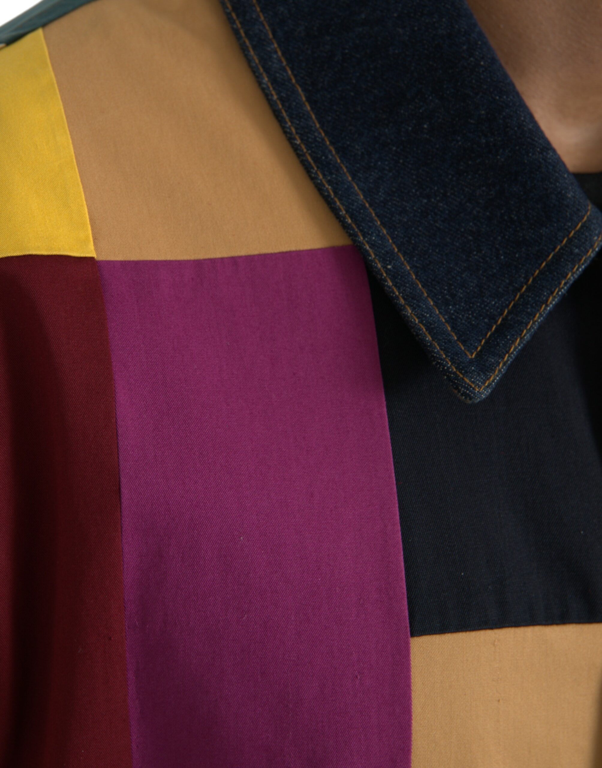 Dolce & Gabbana Multicolor Patchwork Cotton Collared Jacket - Image 6