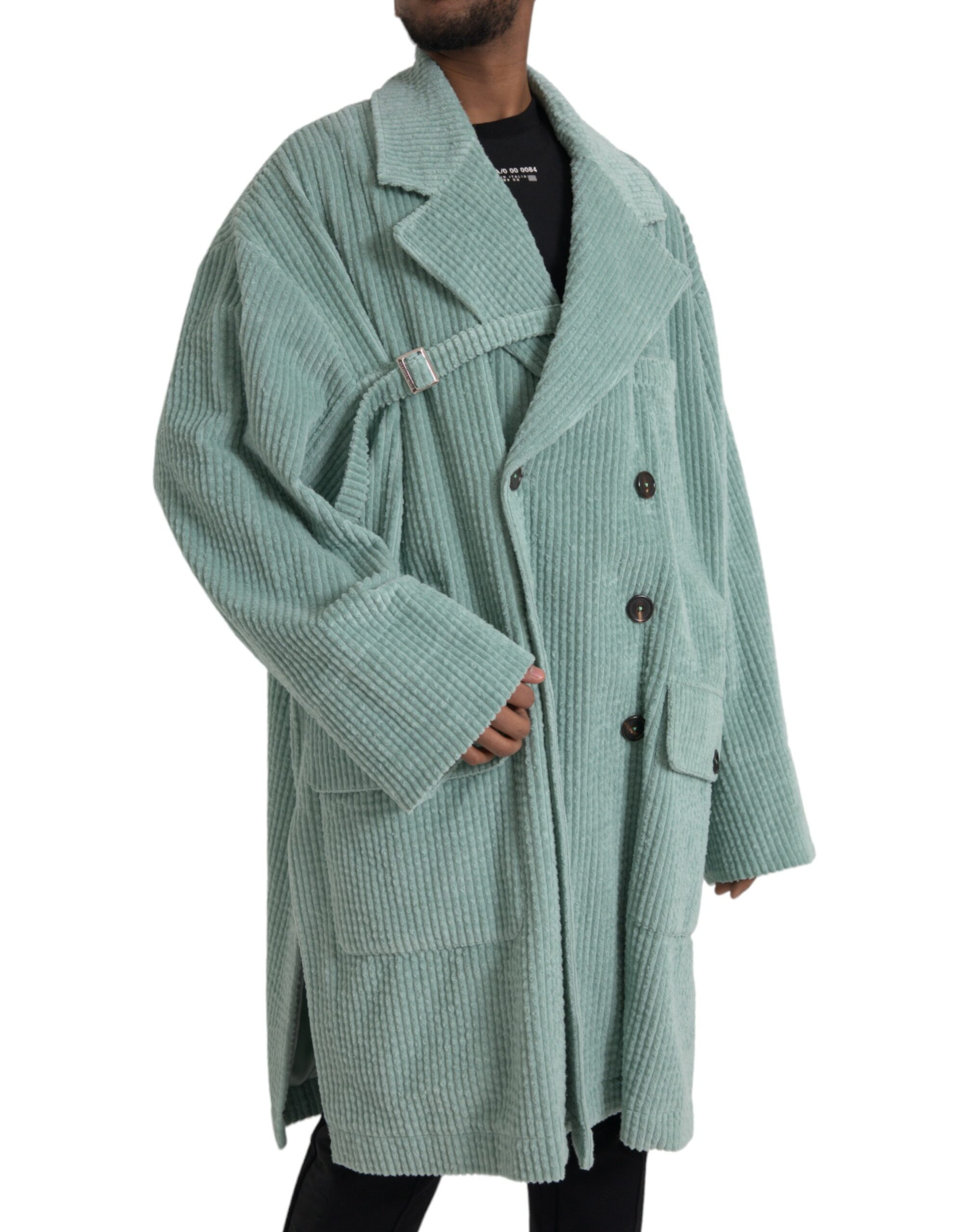 Dolce & Gabbana Blue Double Breasted Corduroy Cotton Jacket - Image 2