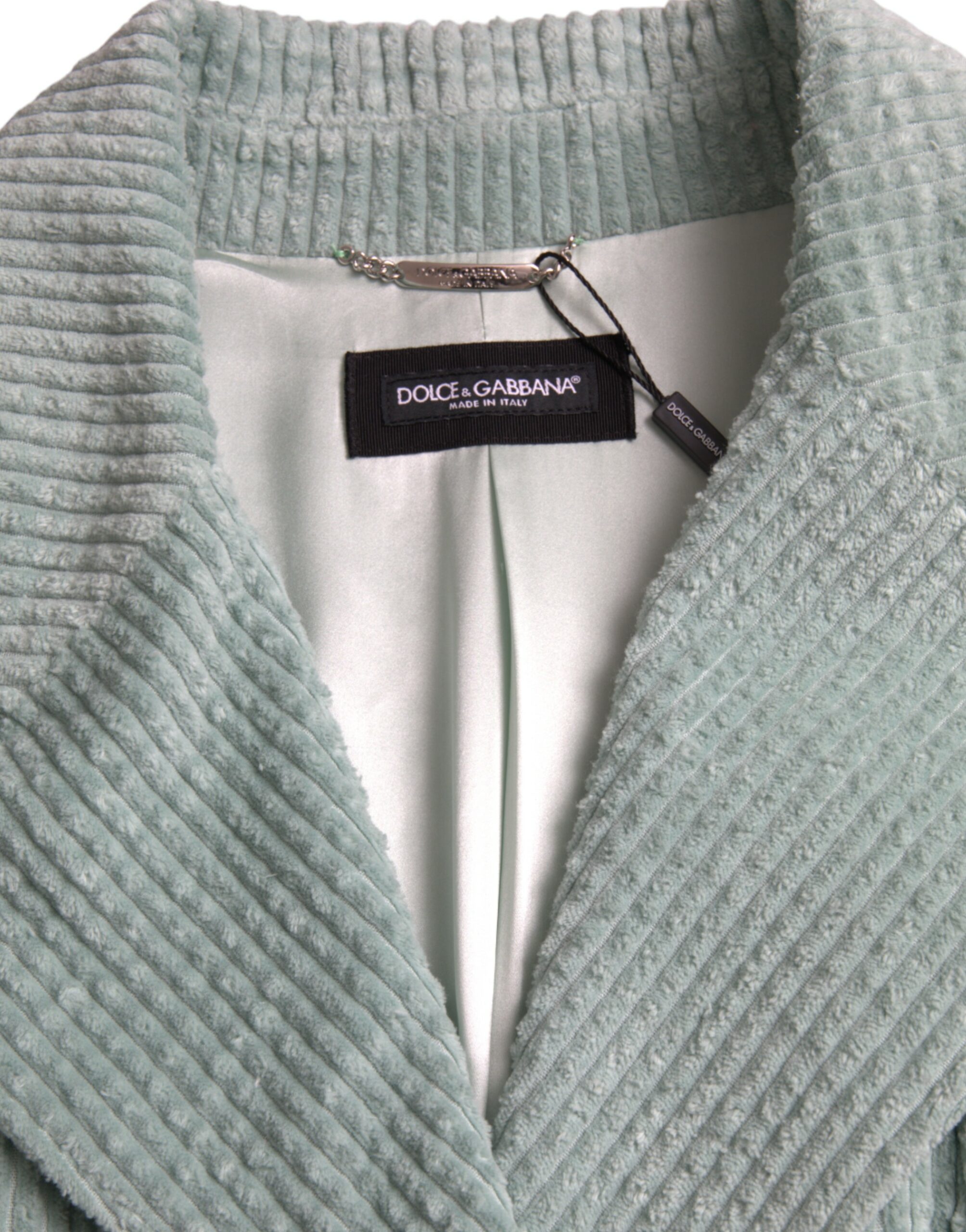 Dolce & Gabbana Blue Double Breasted Corduroy Cotton Jacket - Image 8