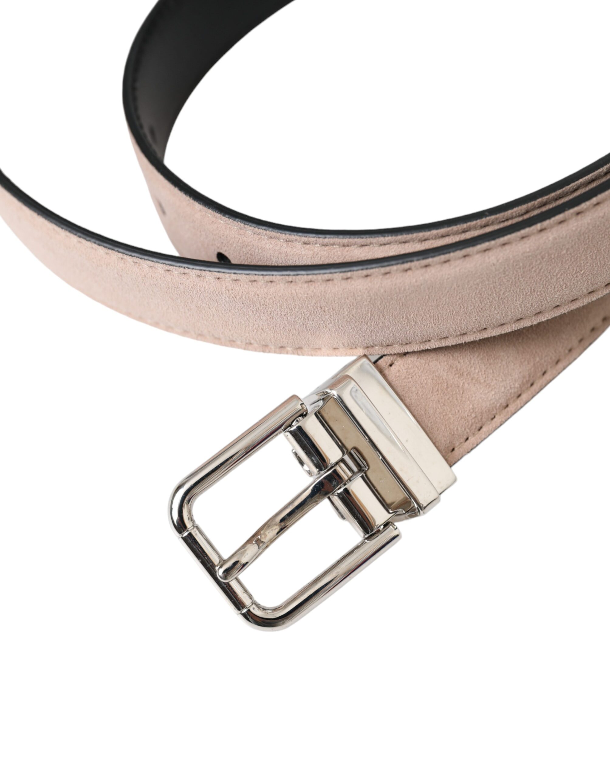 Dolce & Gabbana Beige Suede Leather Silver Buckle Belt Men - Image 5