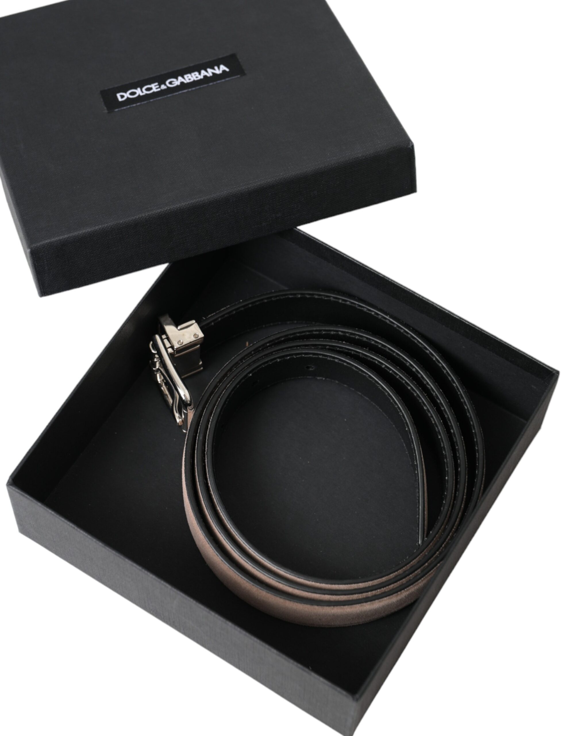 Dolce & Gabbana Beige Suede Leather Silver Buckle Belt Men - Image 6