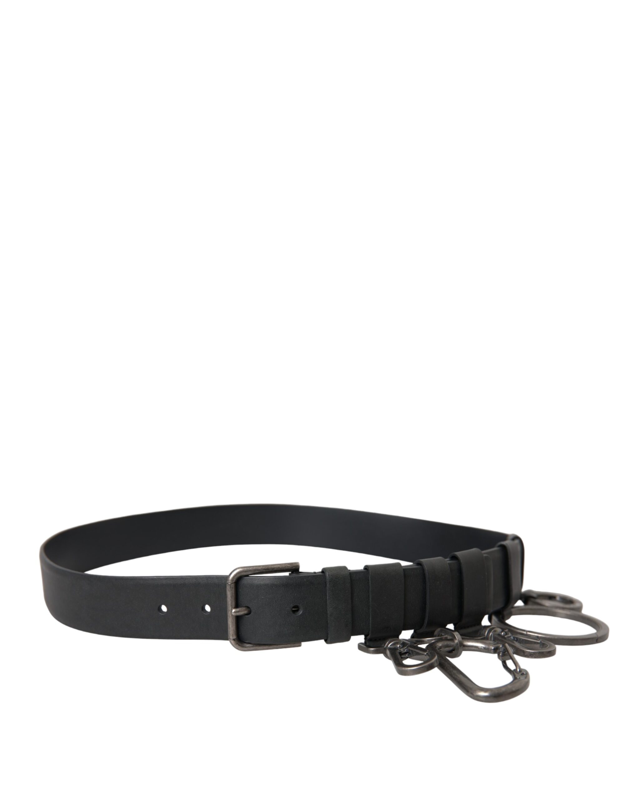 Dolce & Gabbana Black Calf Leather Silver Metal Buckle Belt - Image 2