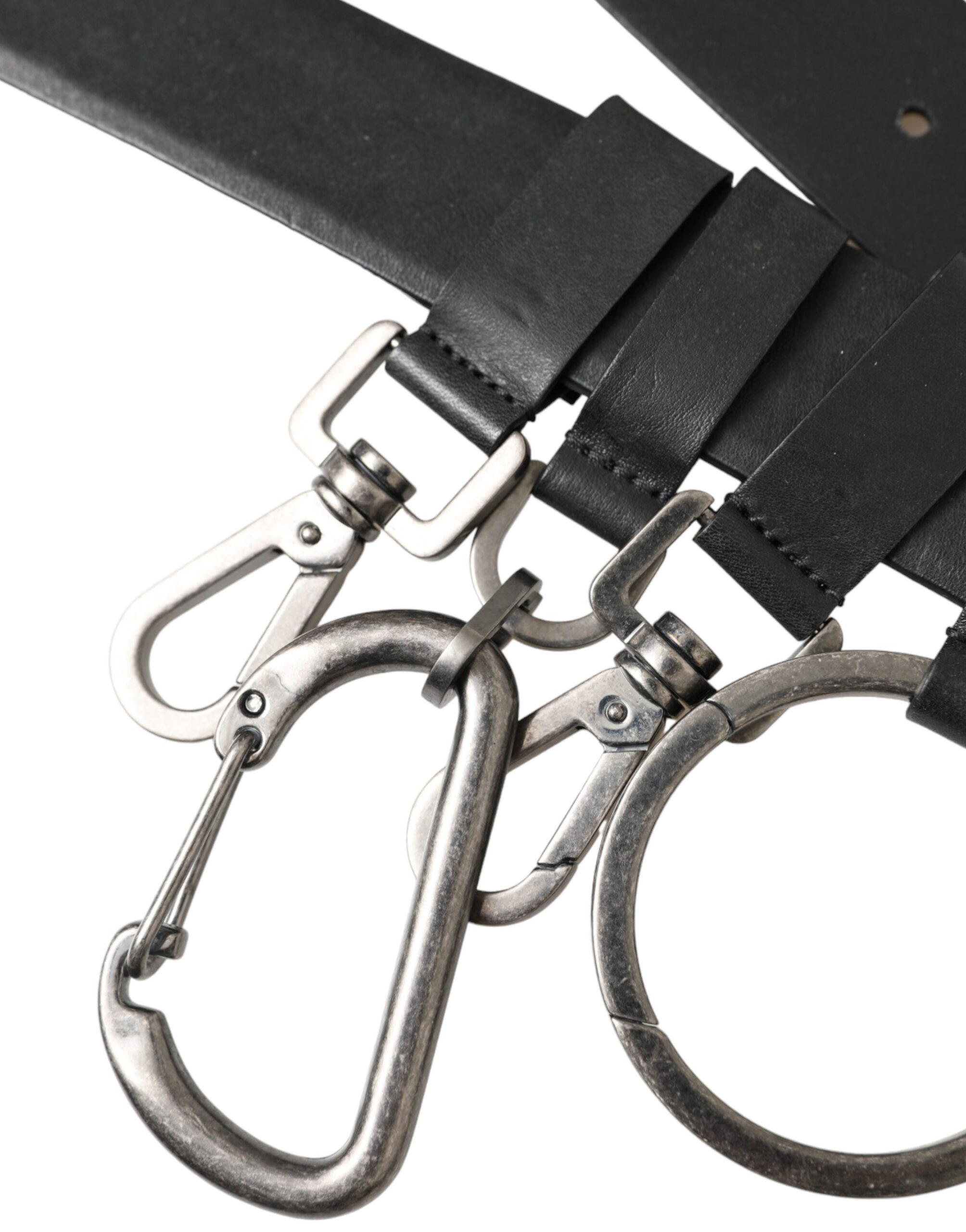 Dolce & Gabbana Black Calf Leather Silver Metal Buckle Belt - Image 4