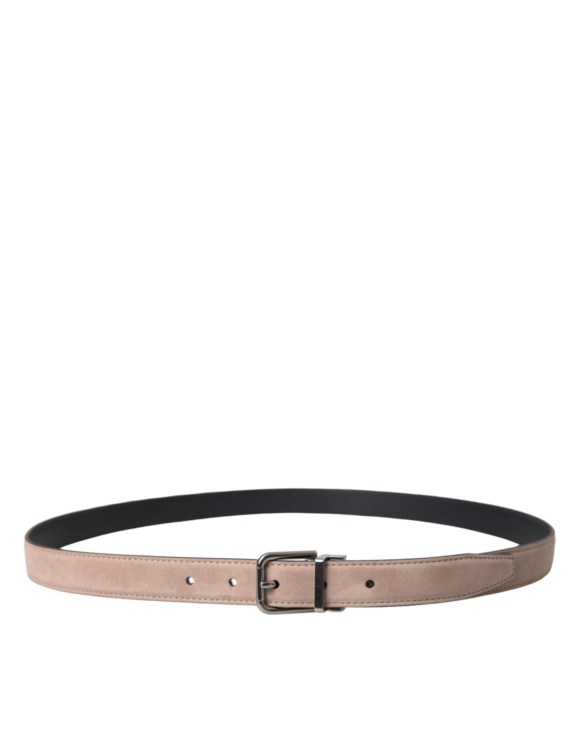 Dolce & Gabbana Beige Suede Leather Silver Buckle Belt Men - Image 3