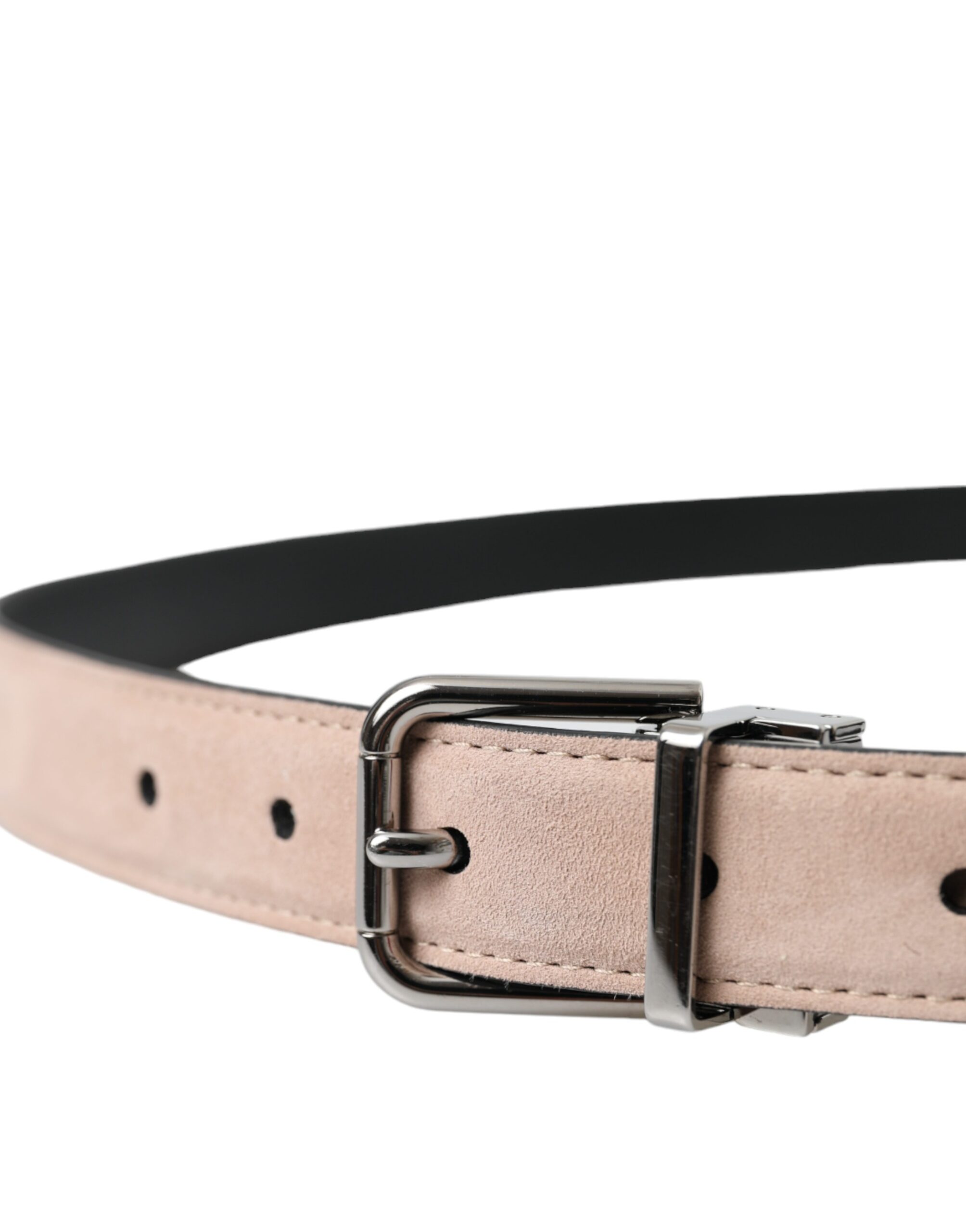 Dolce & Gabbana Beige Suede Leather Silver Buckle Belt Men - Image 4