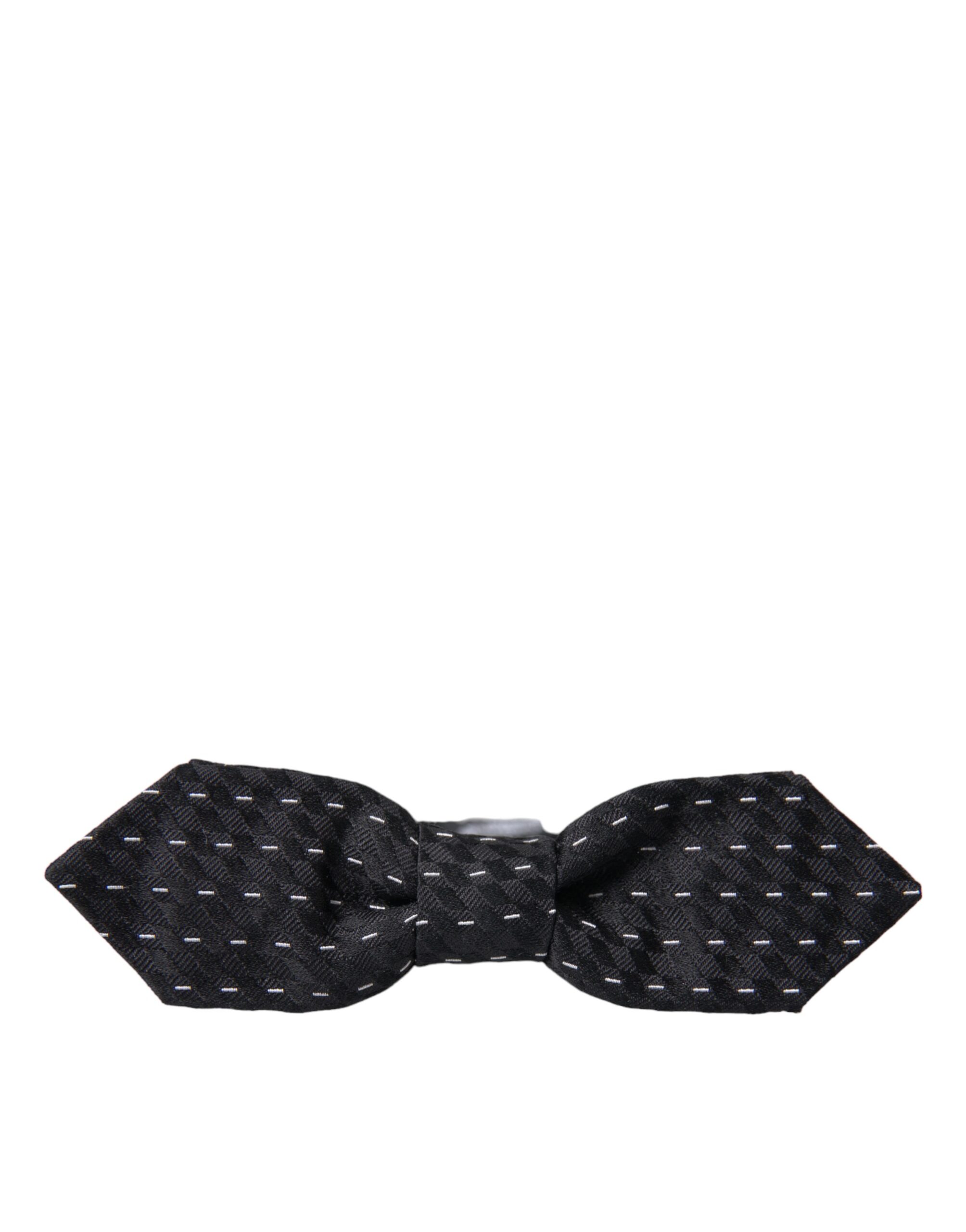 Dolce & Gabbana Black White Stitched Silk Men Neck Bow Tie - Image 2