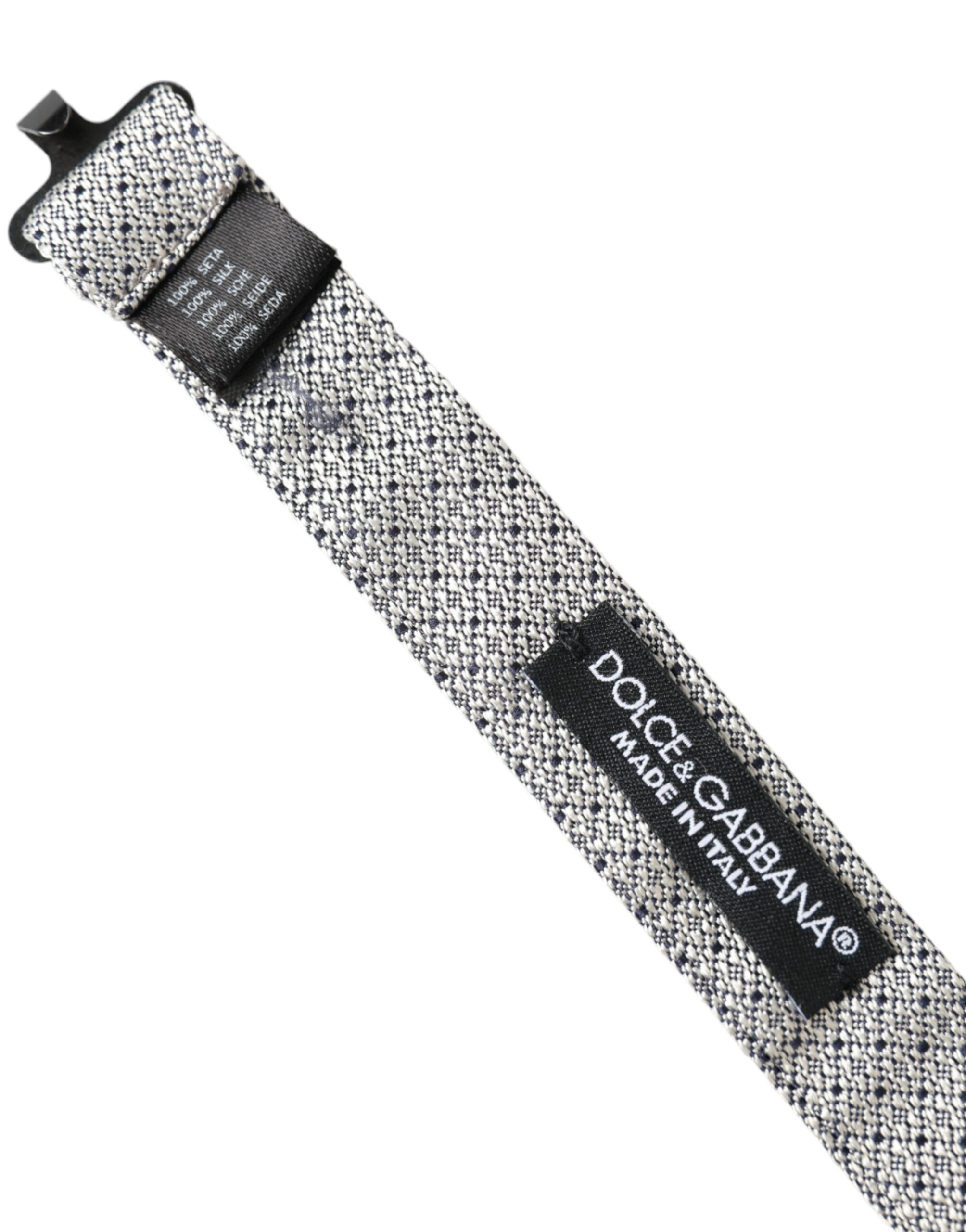 Dolce & Gabbana Gray Silk Adjustable Neck Men Bow Tie - Image 4