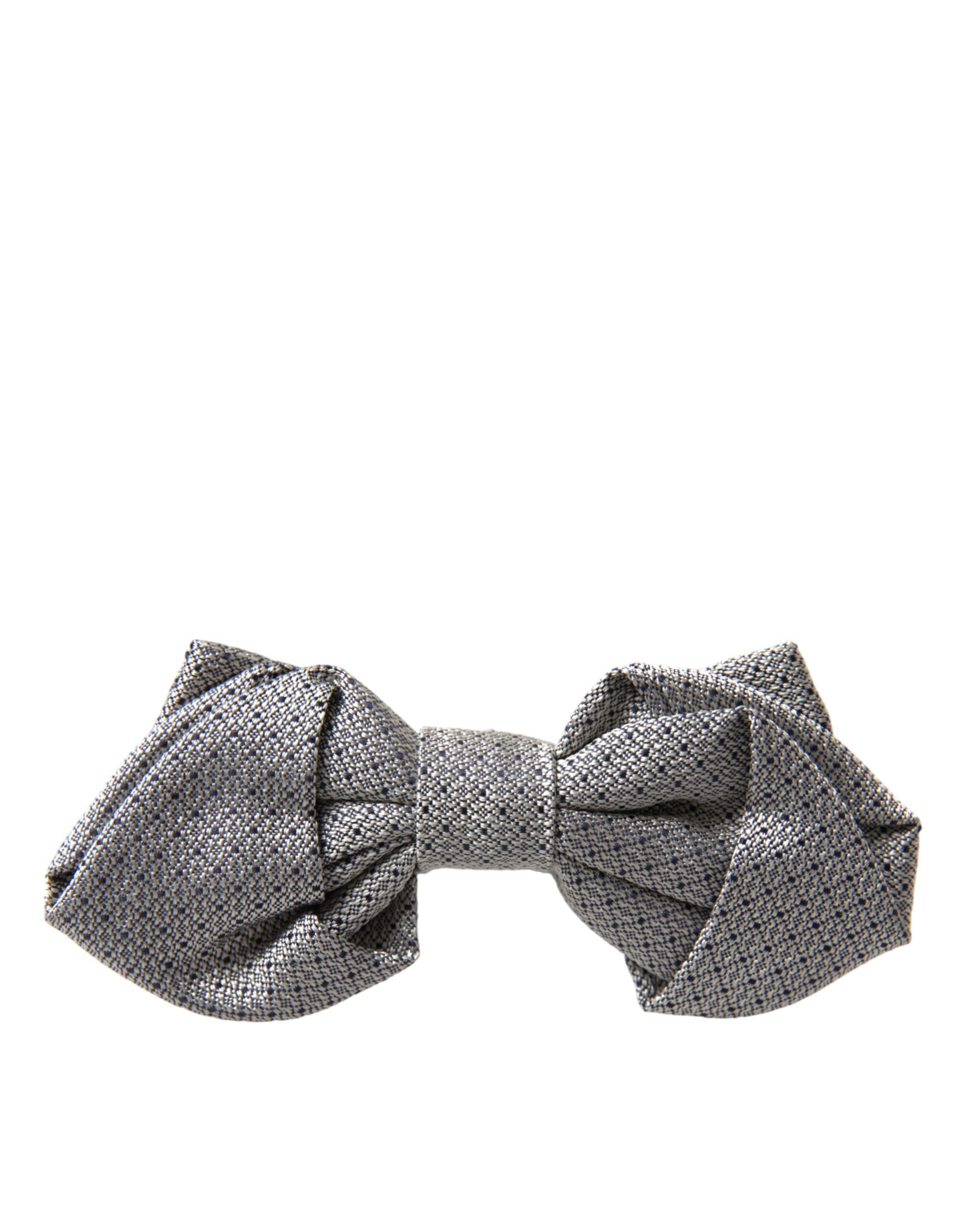 Dolce & Gabbana Gray Silk Adjustable Neck Men Bow Tie - Image 5