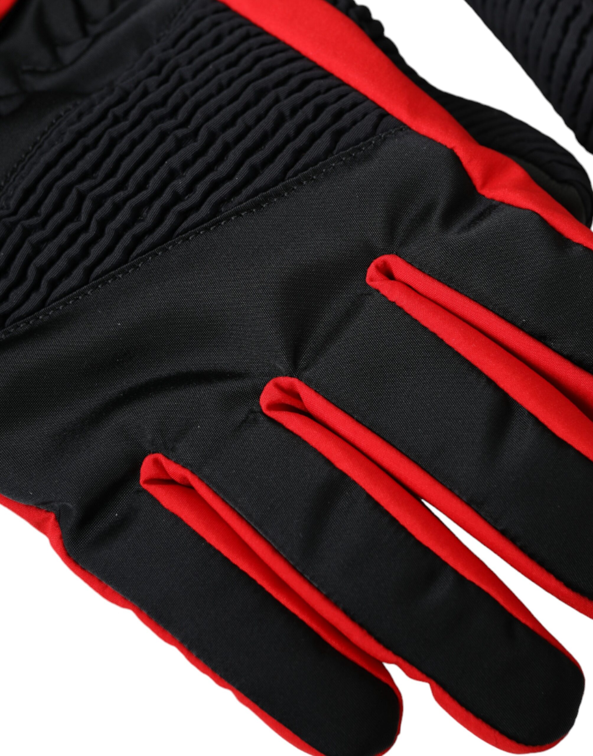 Dolce & Gabbana Black Red Nylon Wrist Length Gloves - Image 3