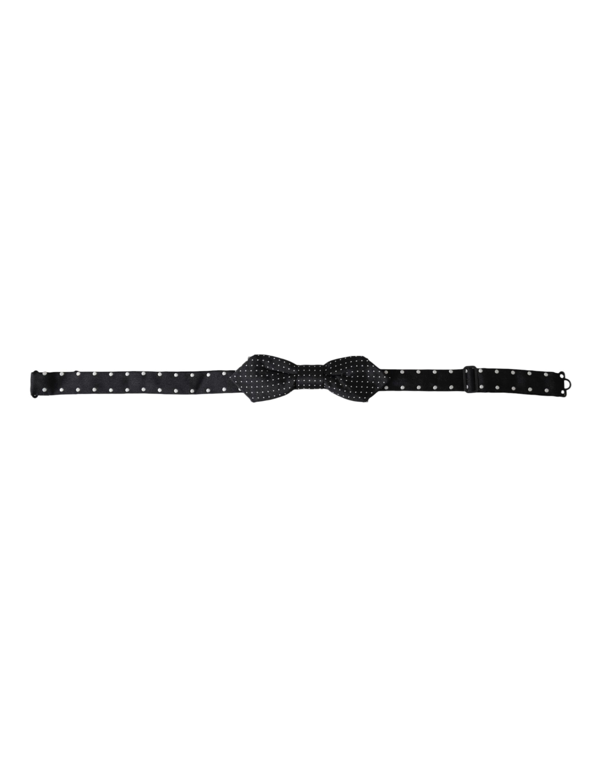 Dolce & Gabbana Black Silk Polka Dot Adjustable Neck Men Papillon Bow Tie - Image 2