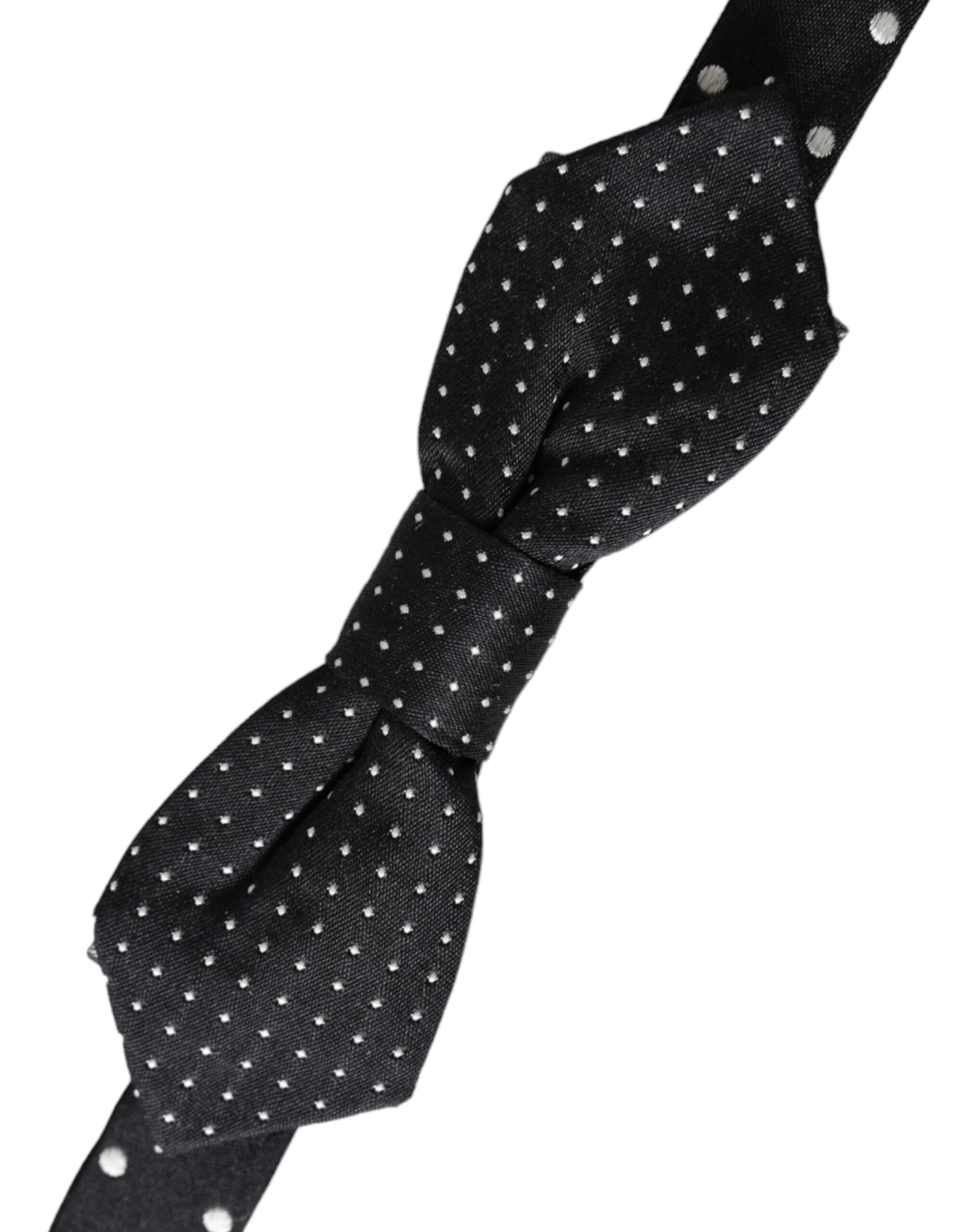 Dolce & Gabbana Black Silk Polka Dot Adjustable Neck Men Papillon Bow Tie - Image 3
