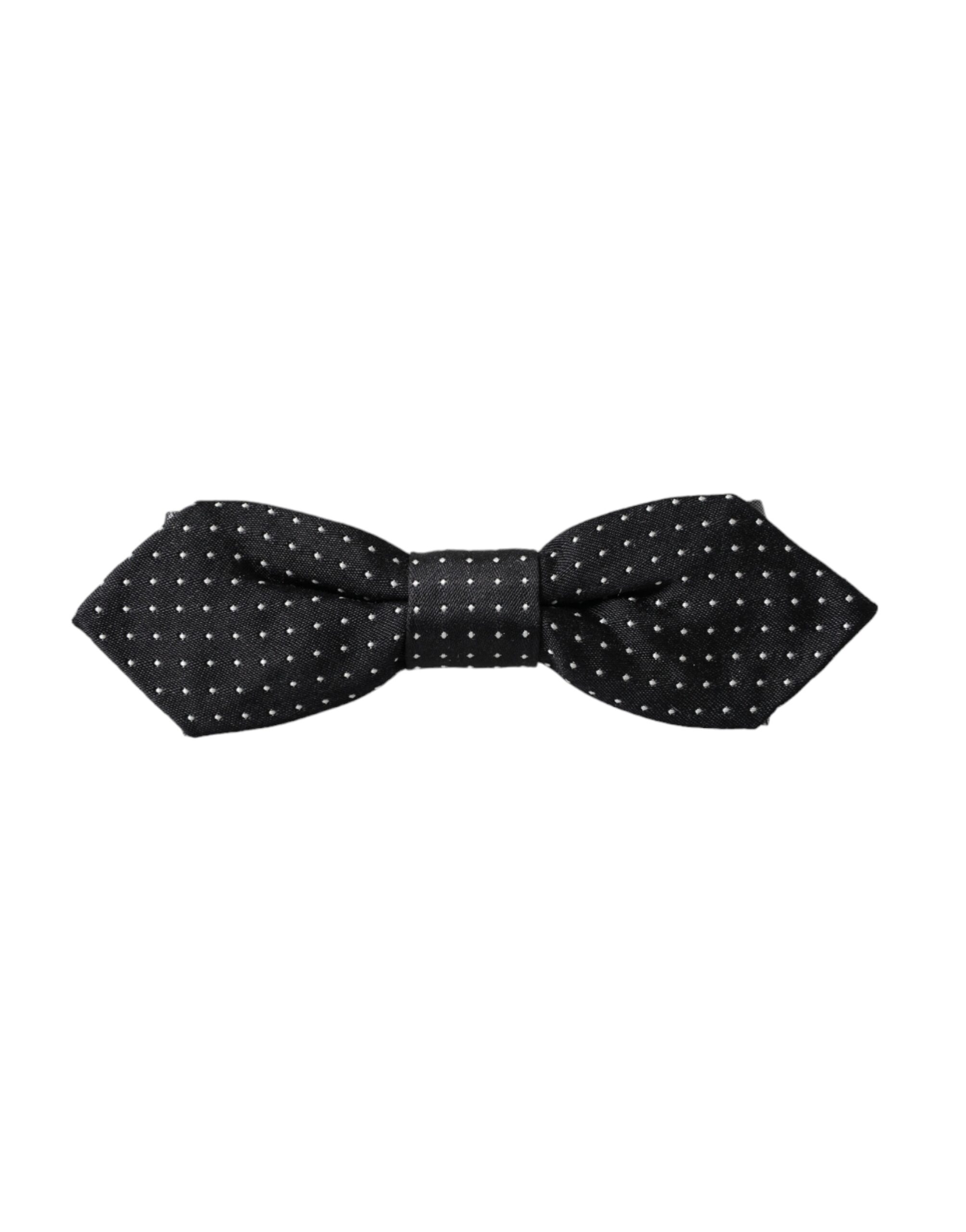 Dolce & Gabbana Black Silk Polka Dot Adjustable Neck Men Papillon Bow Tie - Image 6