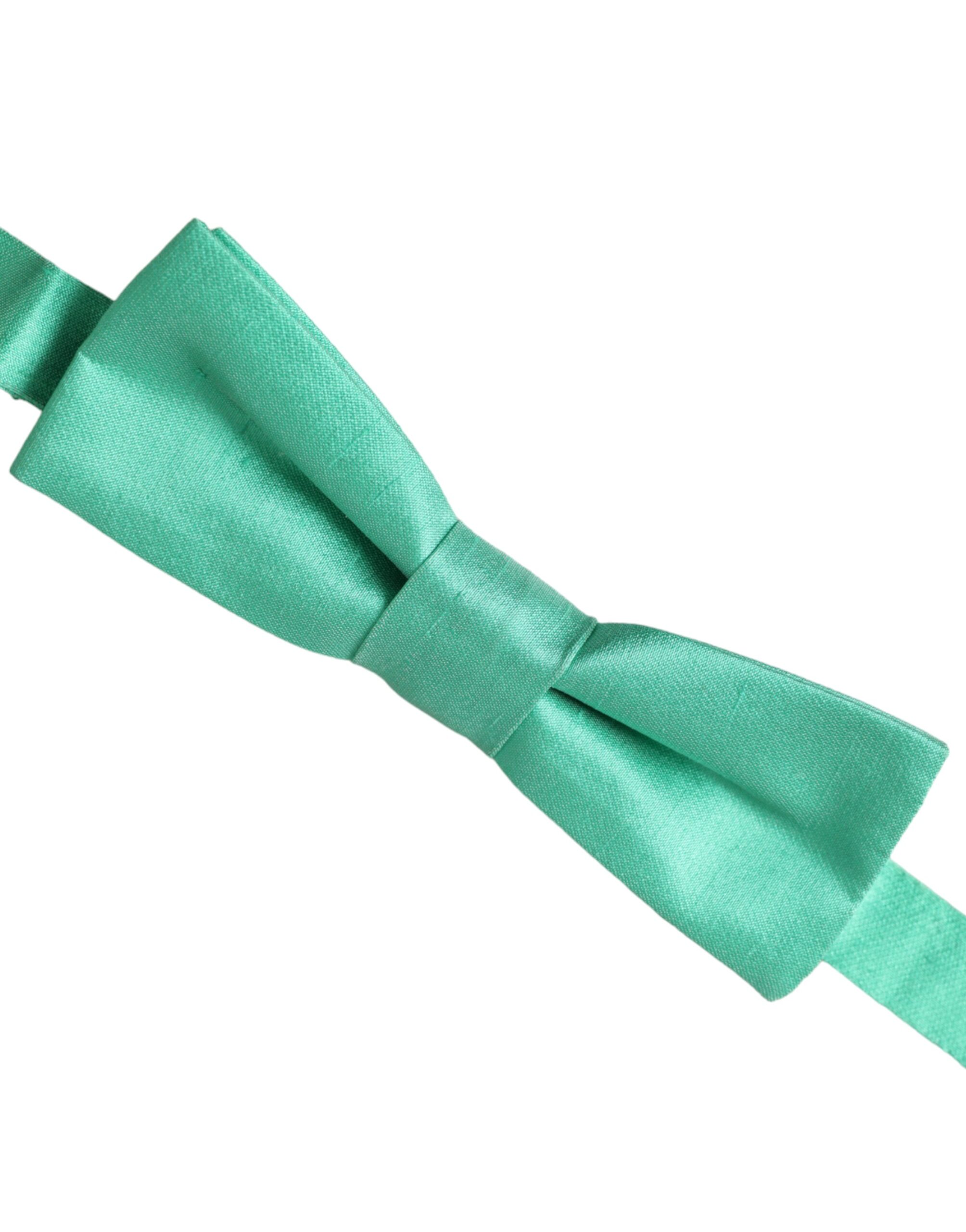 Dolce & Gabbana Mint Green Silk Adjustable Neck Men Bow Tie - Image 3