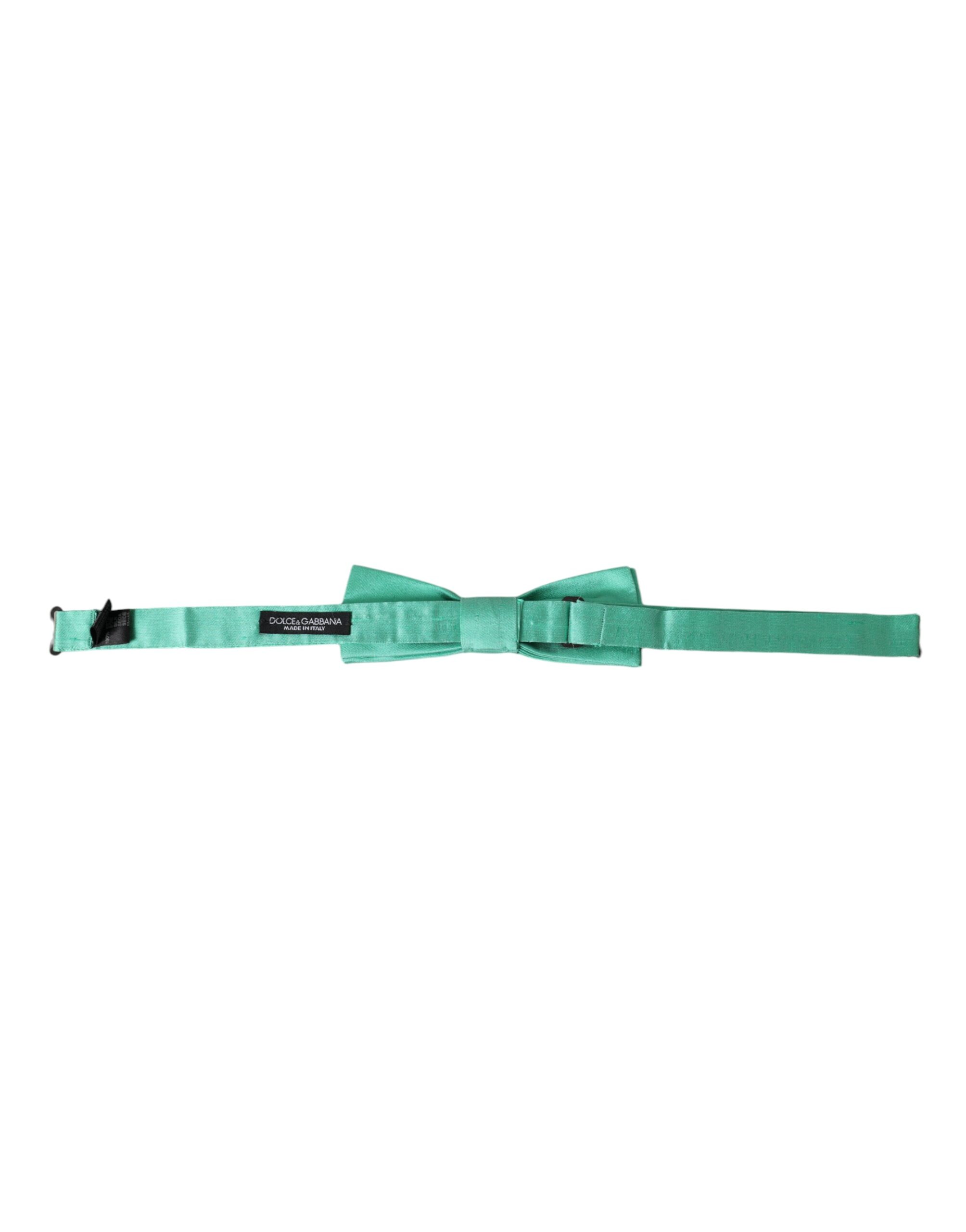 Dolce & Gabbana Mint Green Silk Adjustable Neck Men Bow Tie - Image 4