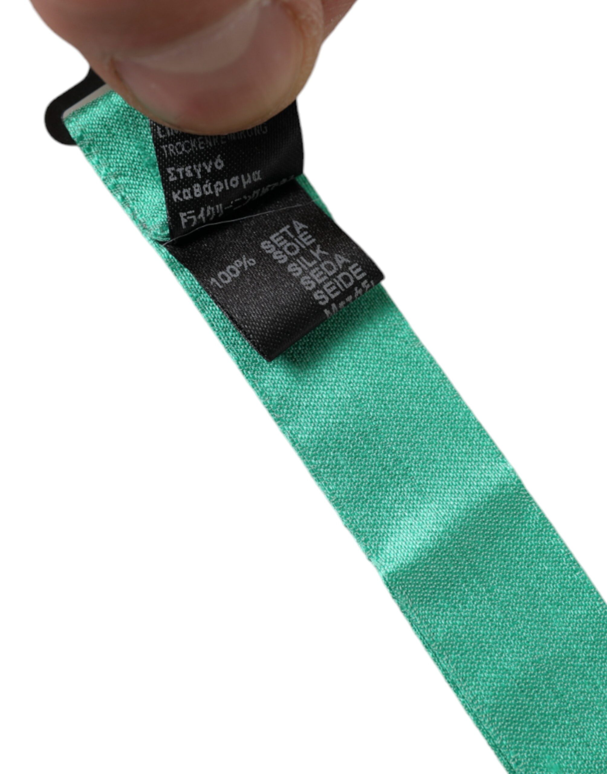 Dolce & Gabbana Mint Green Silk Adjustable Neck Men Bow Tie - Image 5