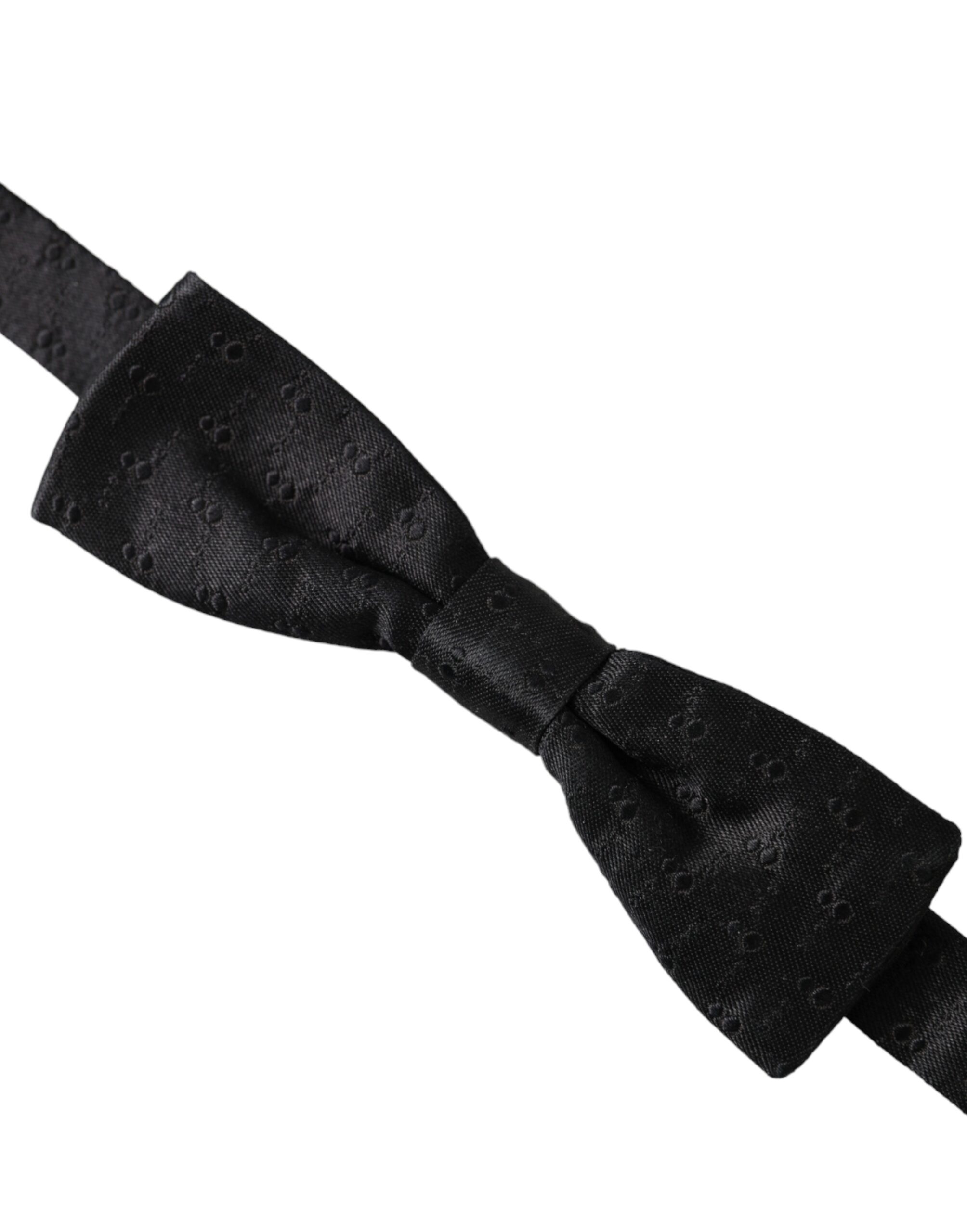 Dolce & Gabbana Black Silk Patterned Adjustable Neck Men Bow Tie - Image 3