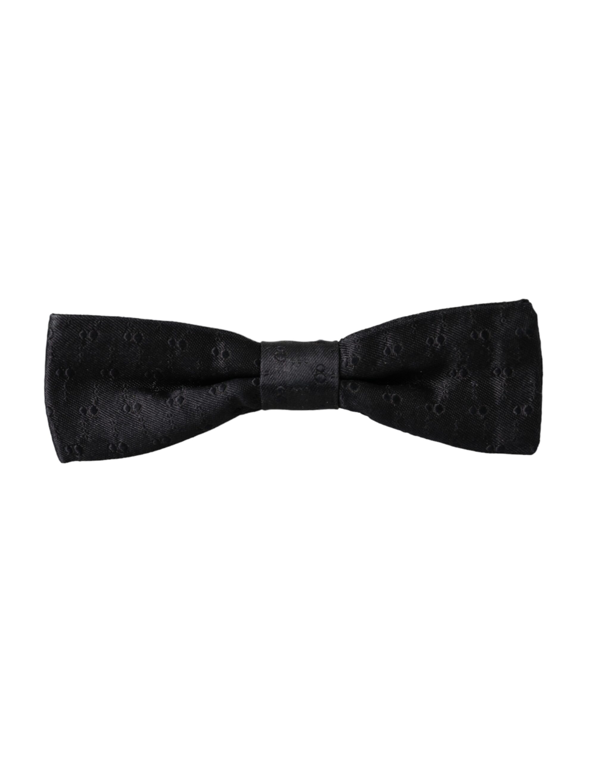 Dolce & Gabbana Black Silk Patterned Adjustable Neck Men Bow Tie - Image 4
