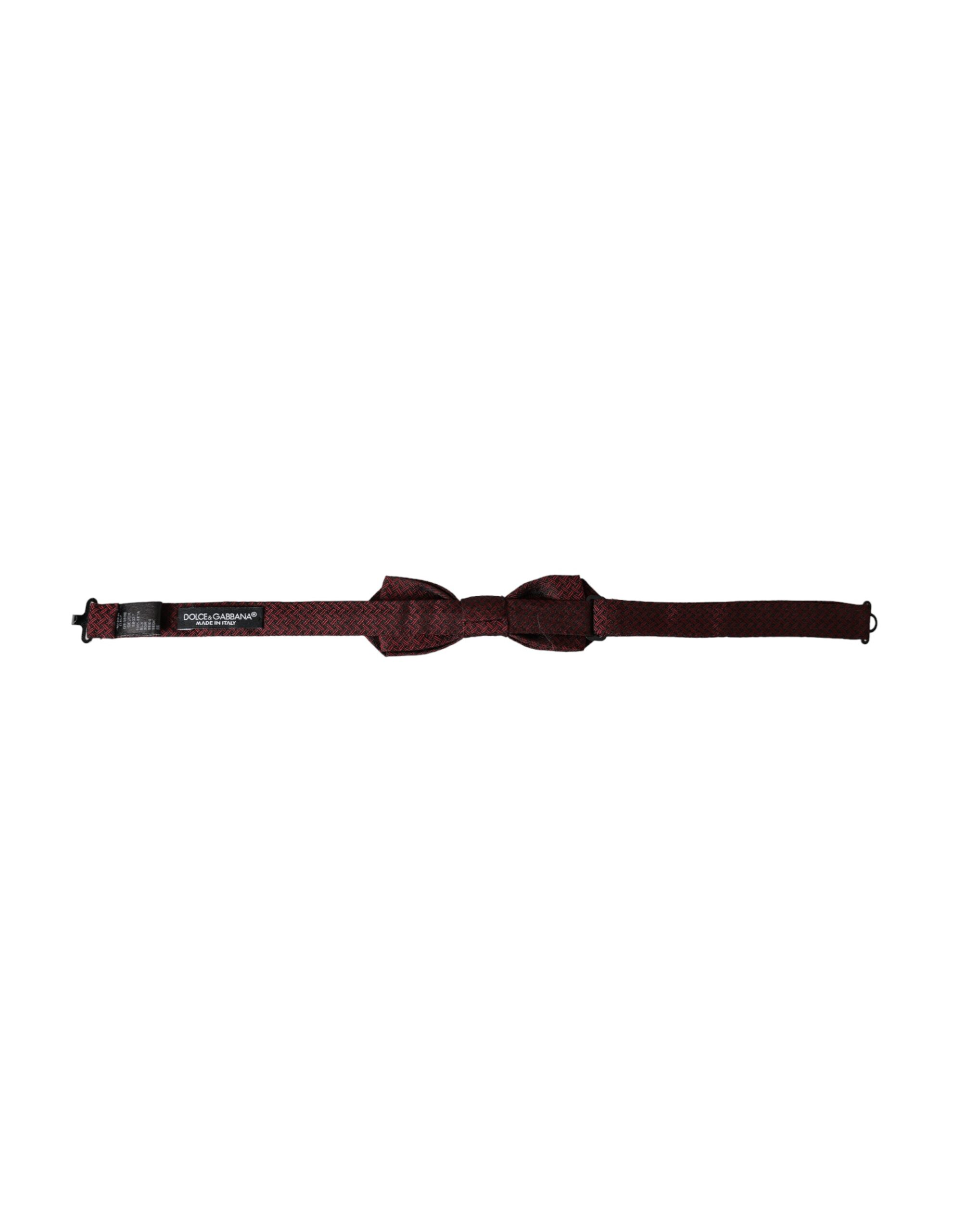 Dolce & Gabbana Red Silk Fantasy Adjustable Neck Men Bow Tie - Image 5