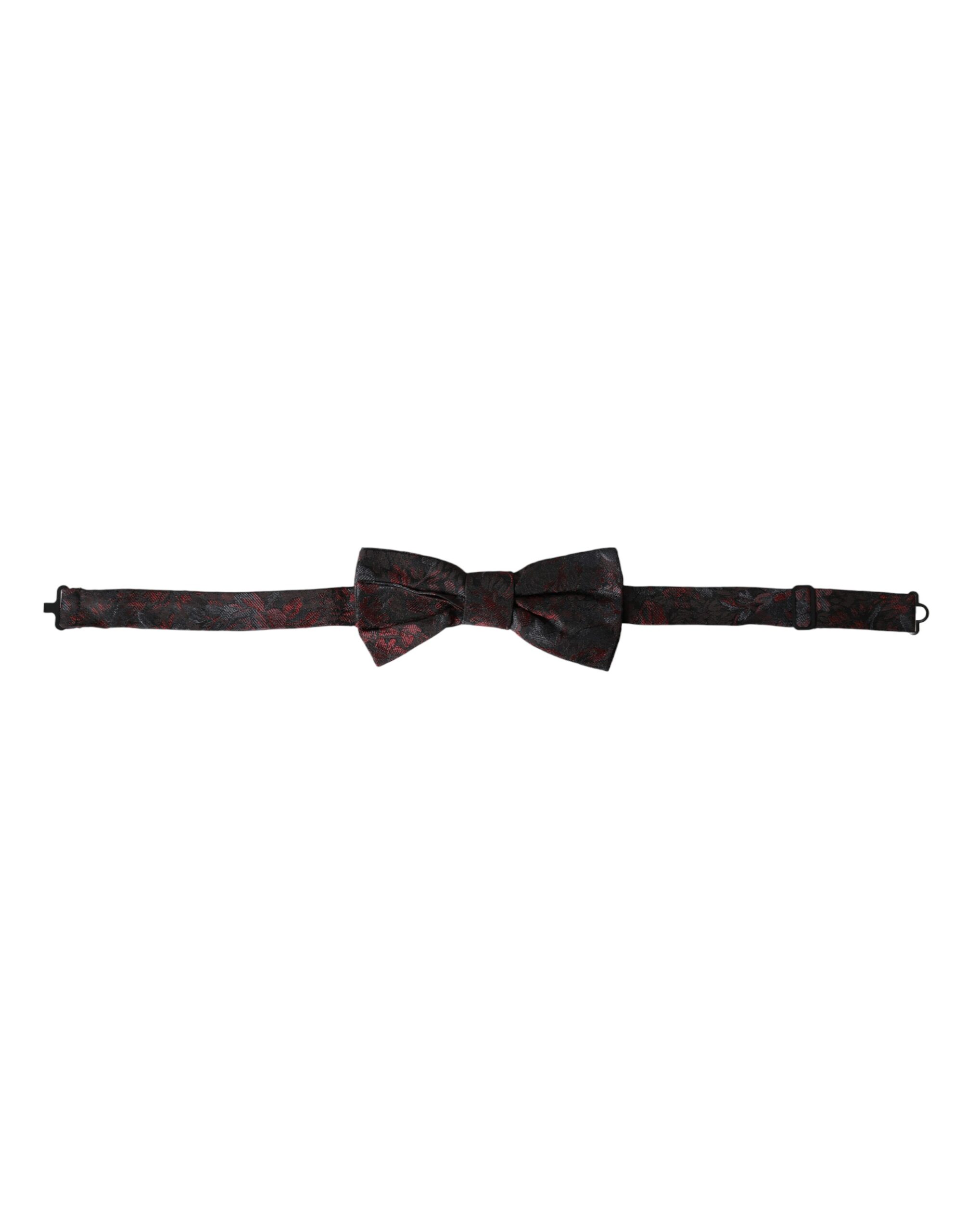 Dolce & Gabbana Red Black Floral Adjustable Neck Men Bow Tie - Image 2