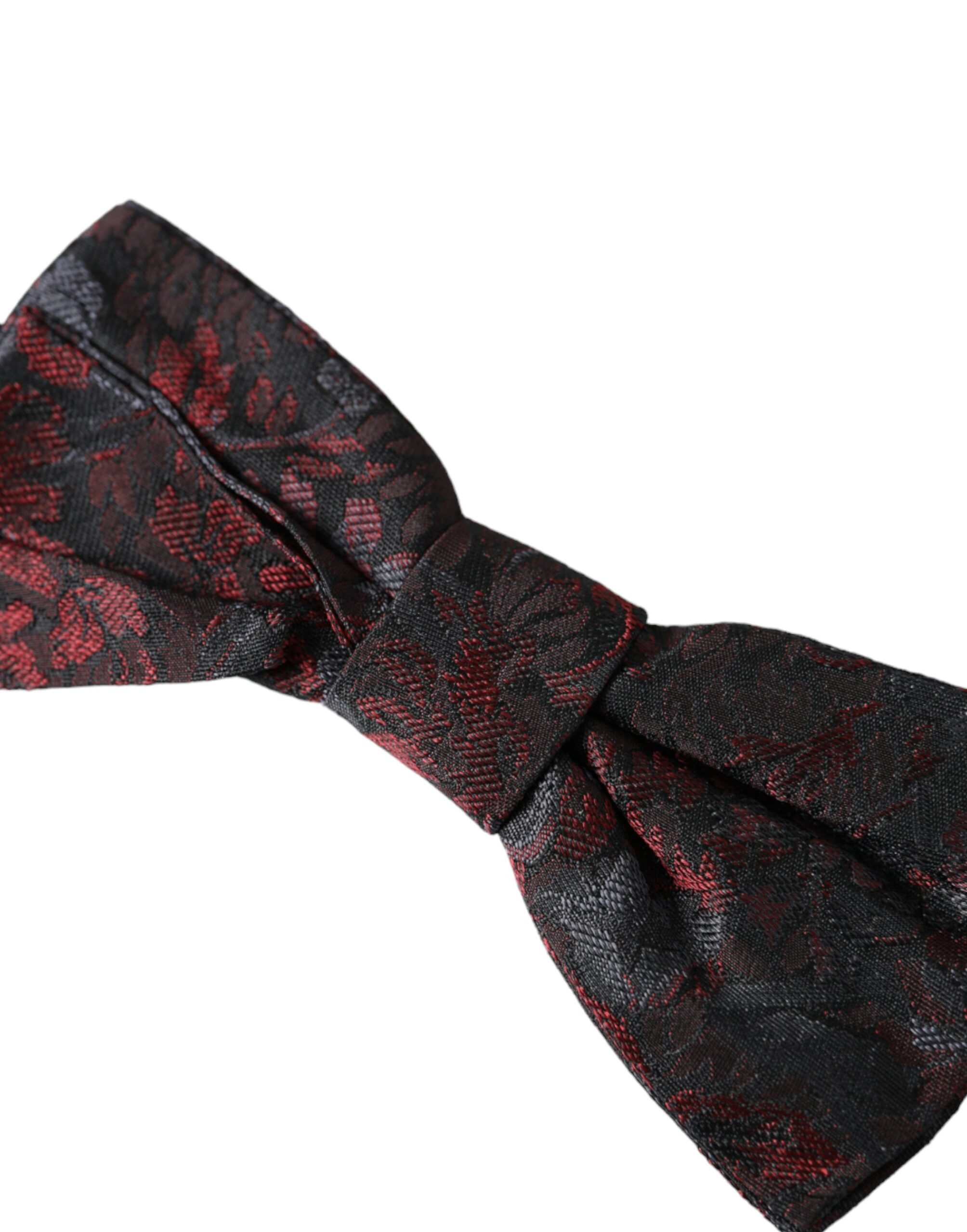 Dolce & Gabbana Red Black Floral Adjustable Neck Men Bow Tie - Image 3
