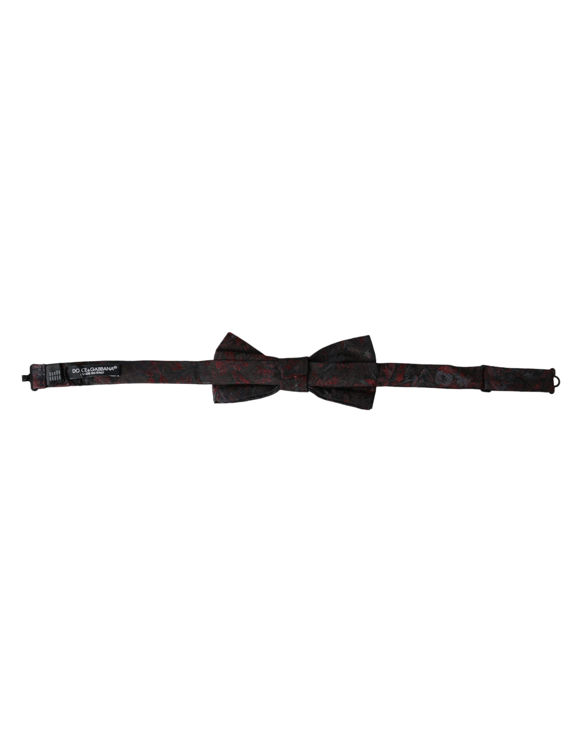Dolce & Gabbana Red Black Floral Adjustable Neck Men Bow Tie - Image 4