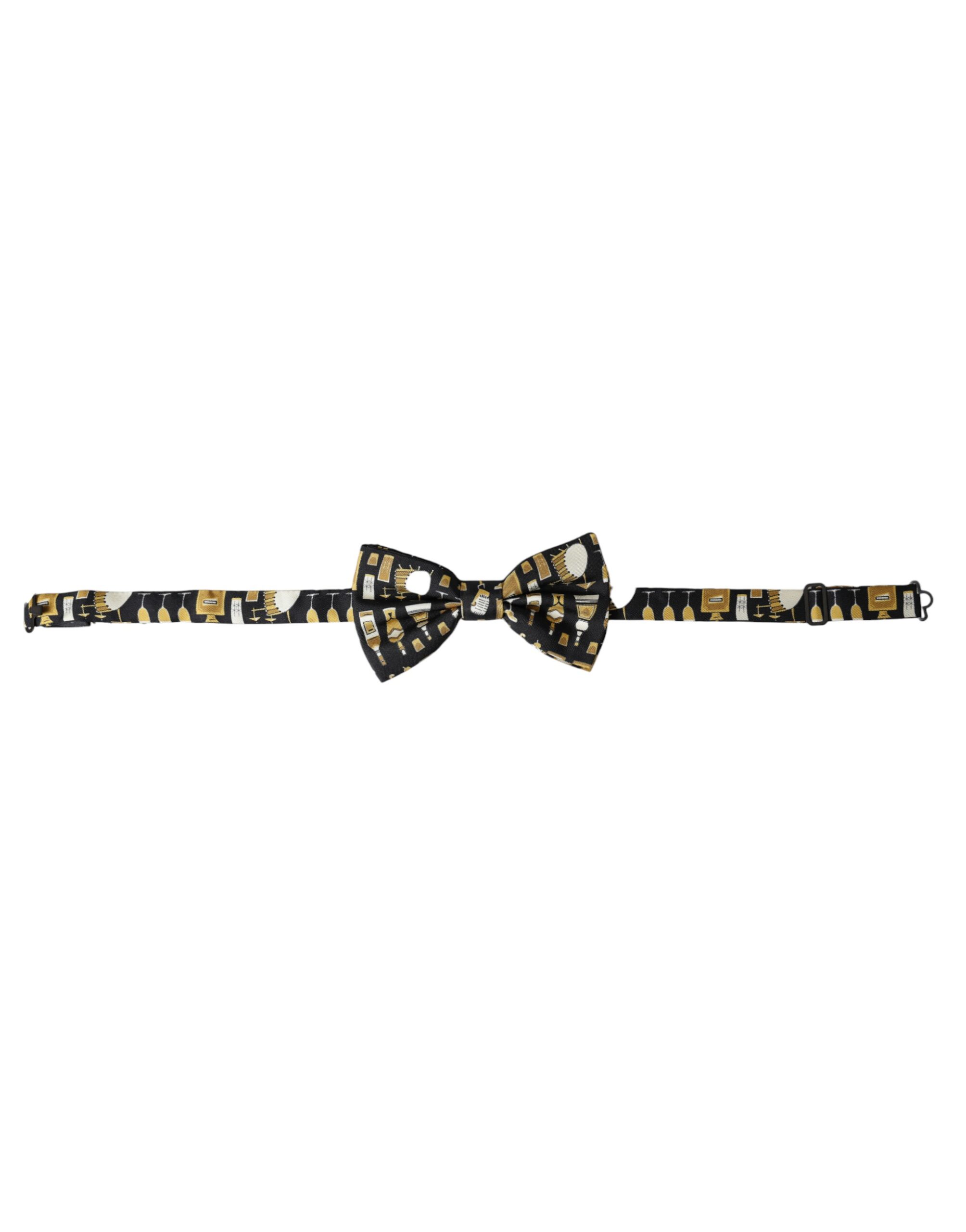 Dolce & Gabbana Black Silk Cocktail Adjustable Neck Men Bow Tie - Image 2