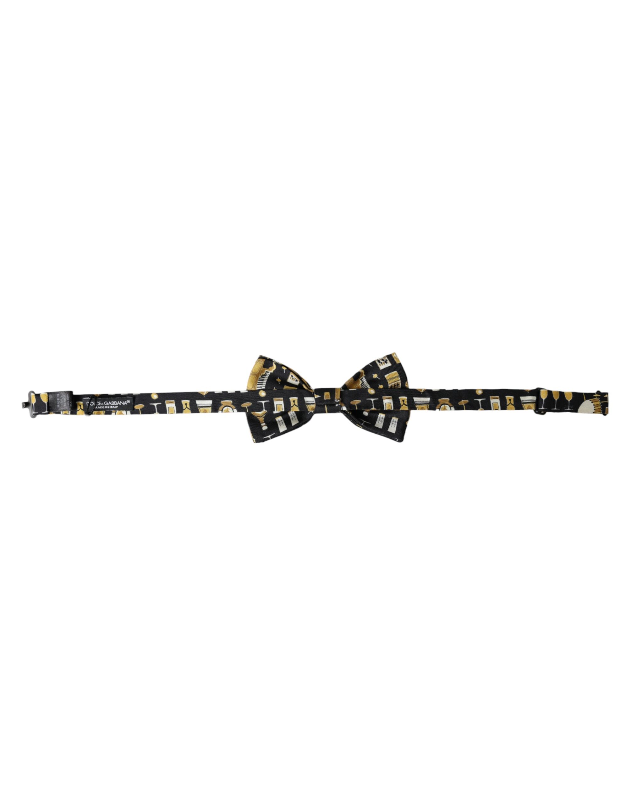 Dolce & Gabbana Black Silk Cocktail Adjustable Neck Men Bow Tie - Image 4