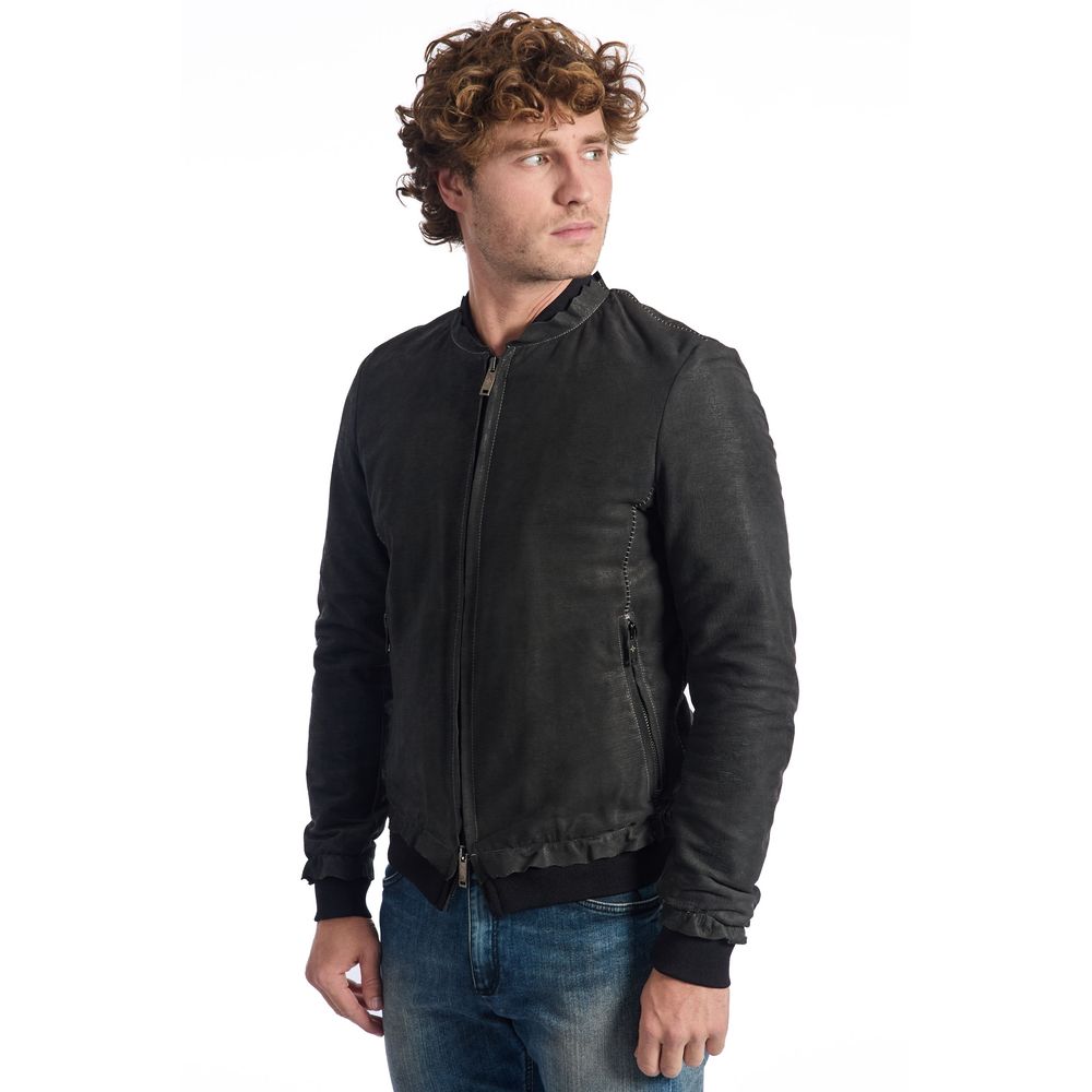 Roberto Pepe Luxury Gray Lambskin Men Jacket - Image 2