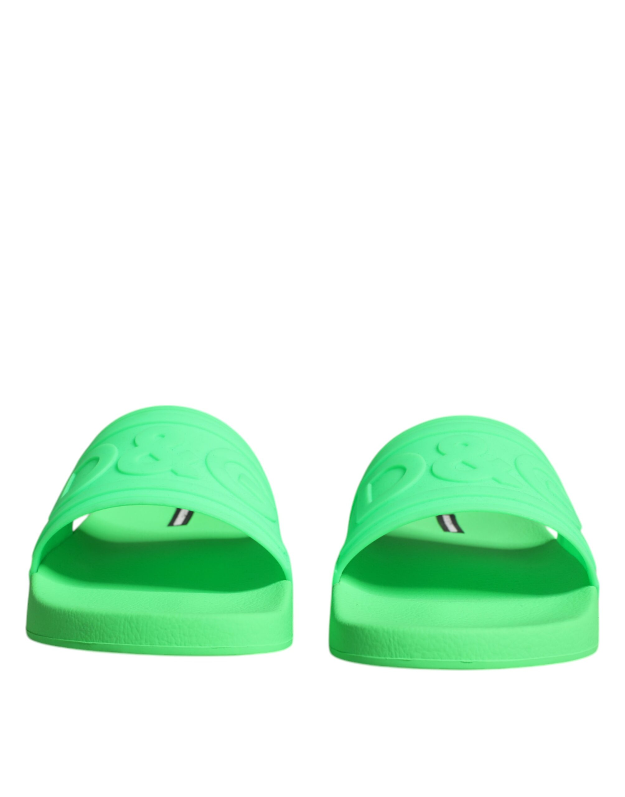 Dolce & Gabbana Green Leather Slides Sandals Beachwear Shoes - Image 2