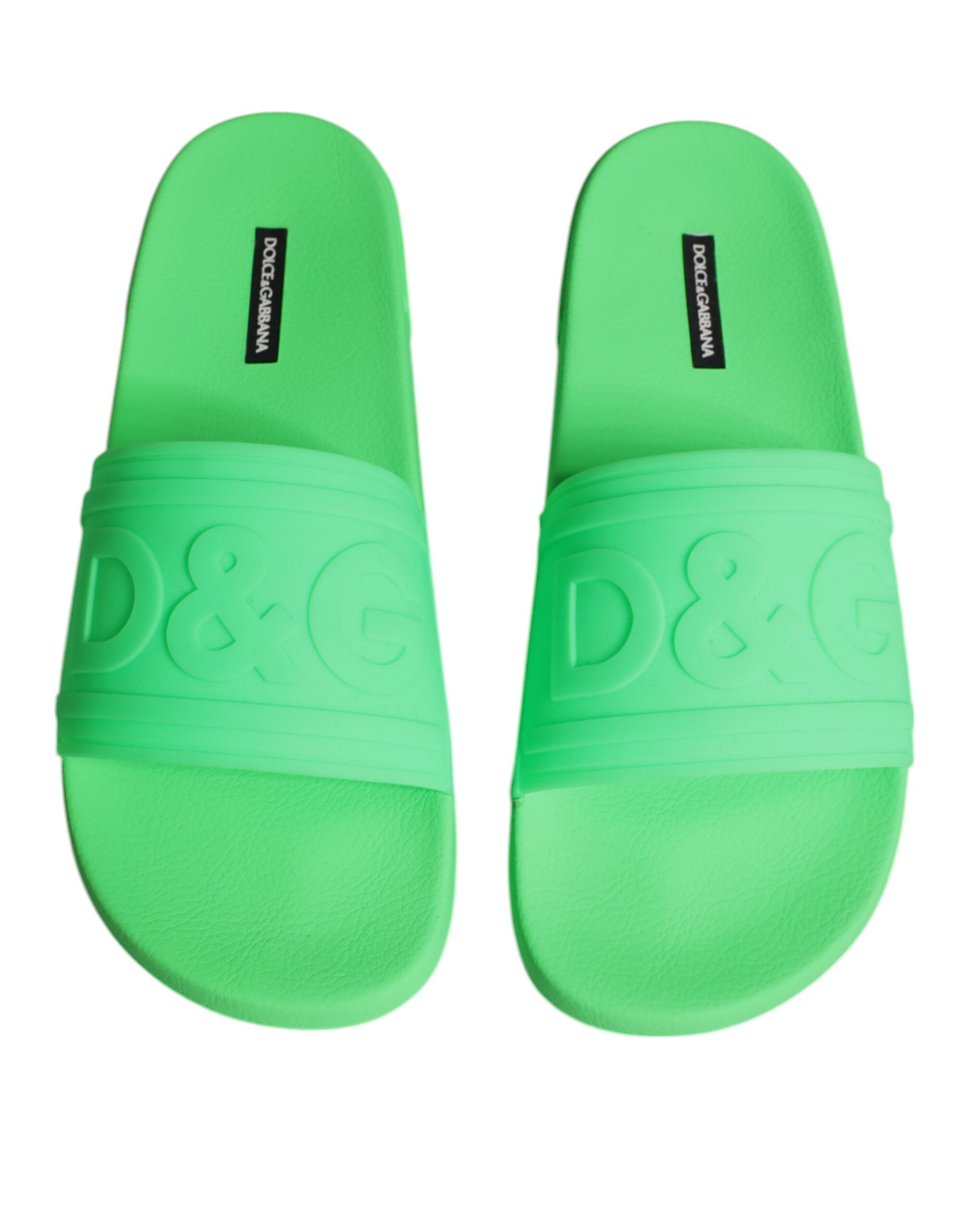 Dolce & Gabbana Green Leather Slides Sandals Beachwear Shoes - Image 3