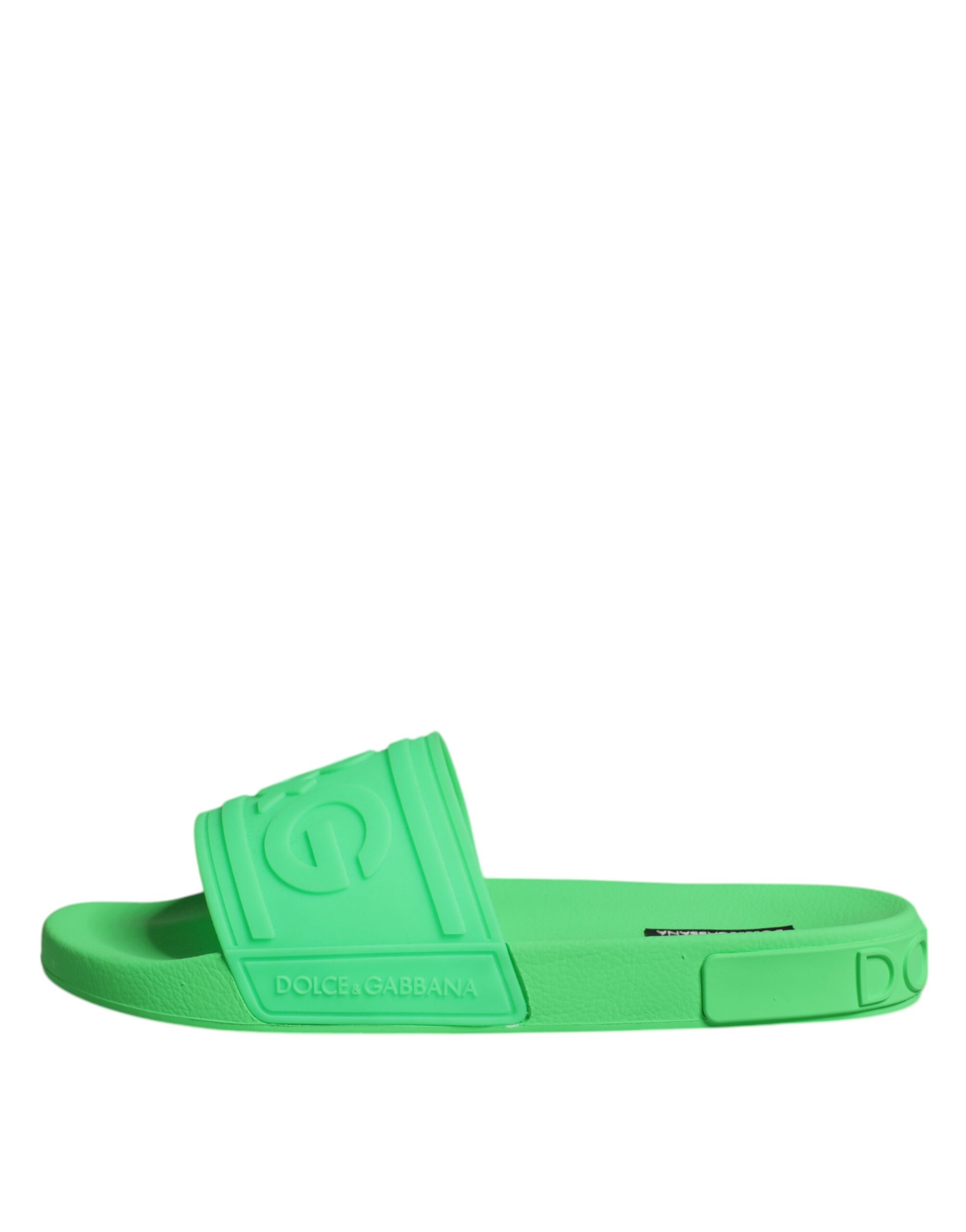 Dolce & Gabbana Green Leather Slides Sandals Beachwear Shoes - Image 6