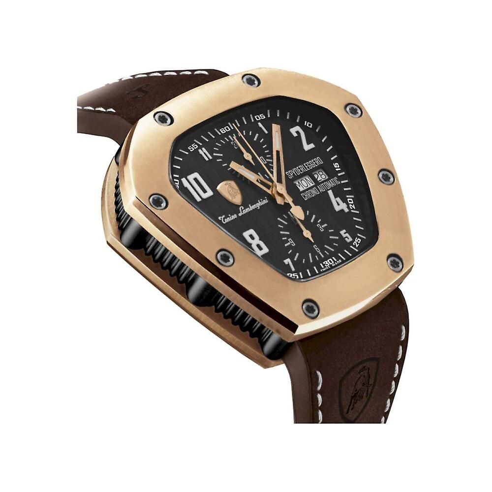 Lamborghini Black Leather Dress Watch - Image 3