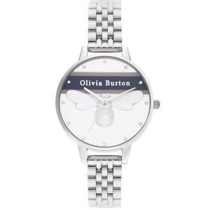 Olivia Burton Silver Stainless Steel Dress Watch