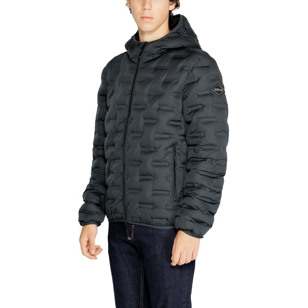 Replay Blue Polyester Full-Length Jacket - Image 3